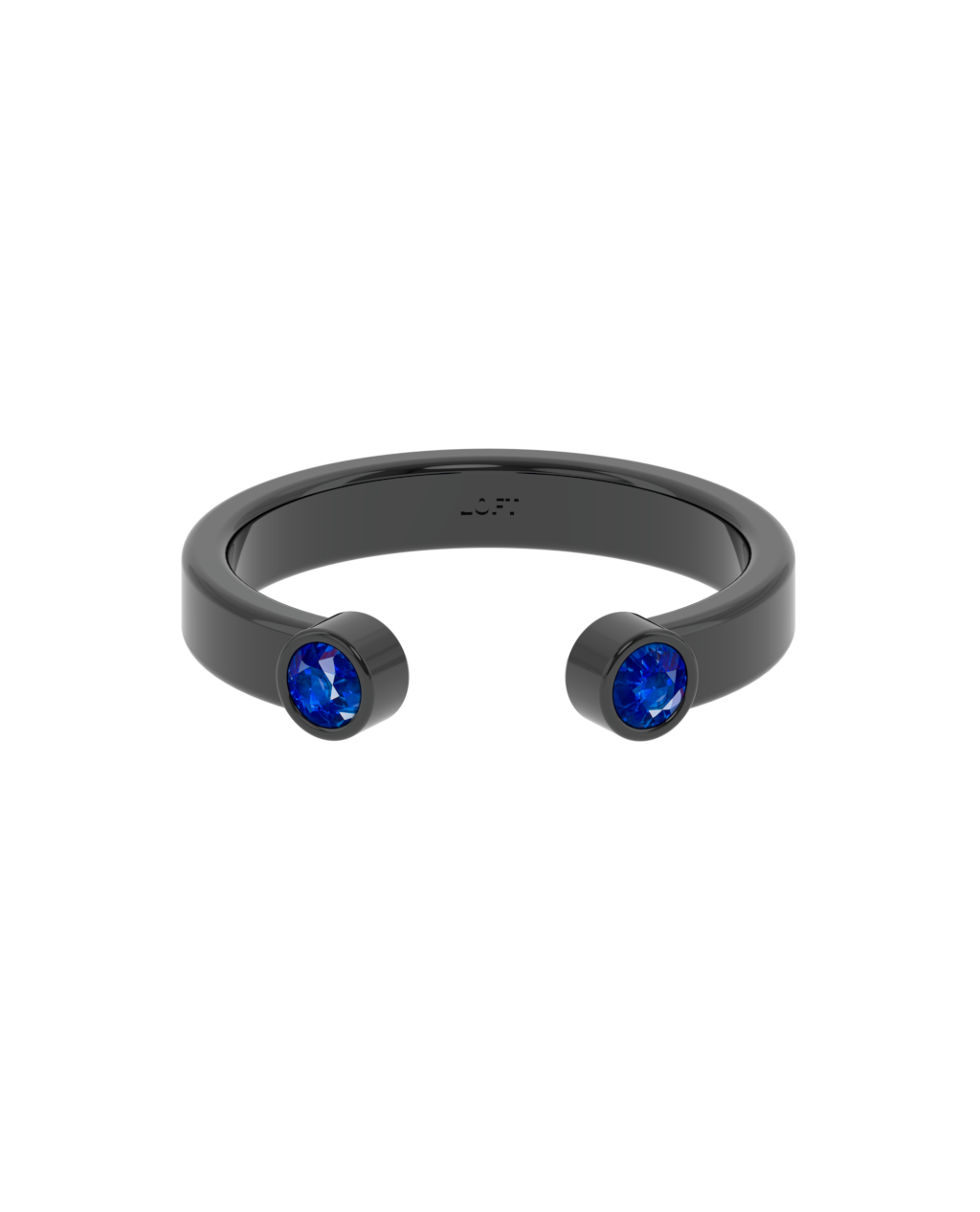 Duo Ring – Sapphire in black rhodium-plated silver
