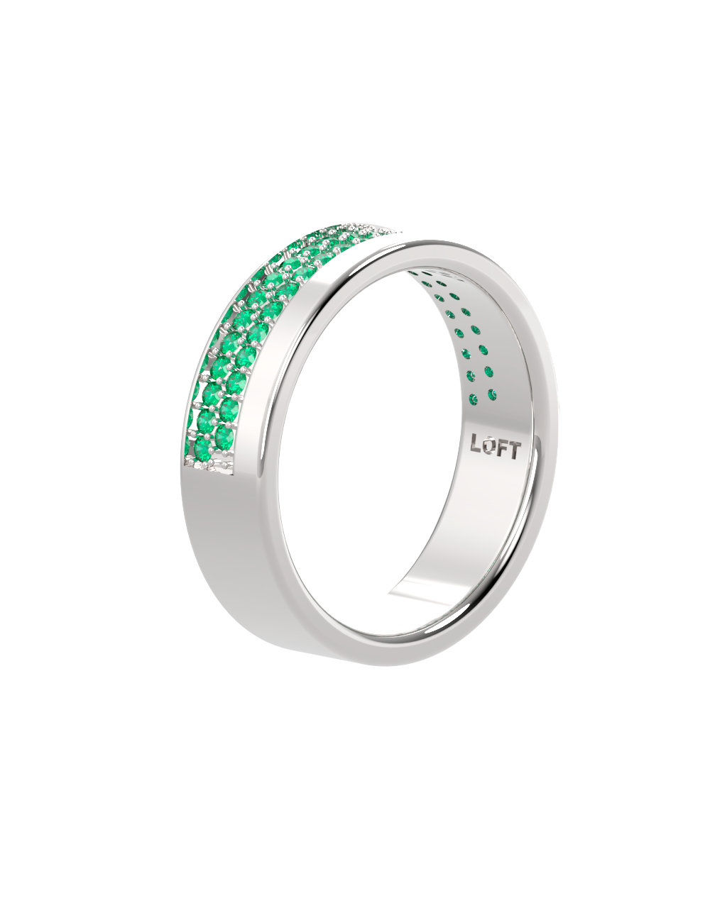 Echo Ring – Emerald in a white finish (sterling silver or 18k white gold)