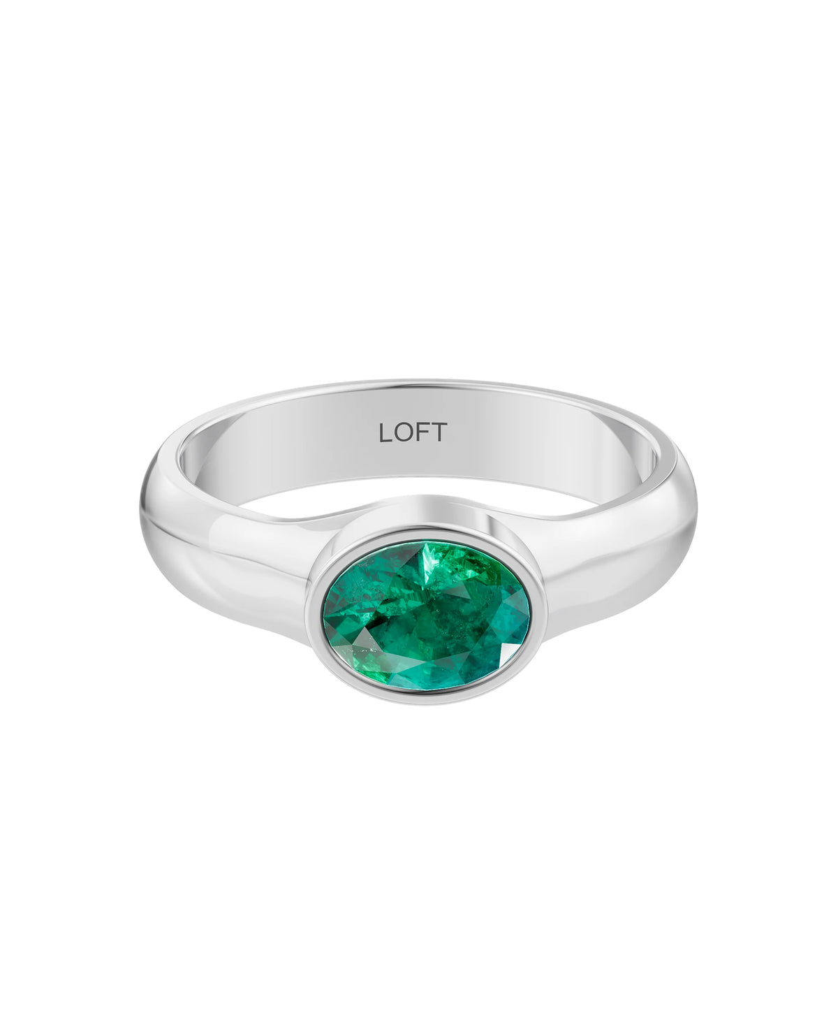 Deep Ring – Emerald in a white finish (sterling silver or 18k white gold)