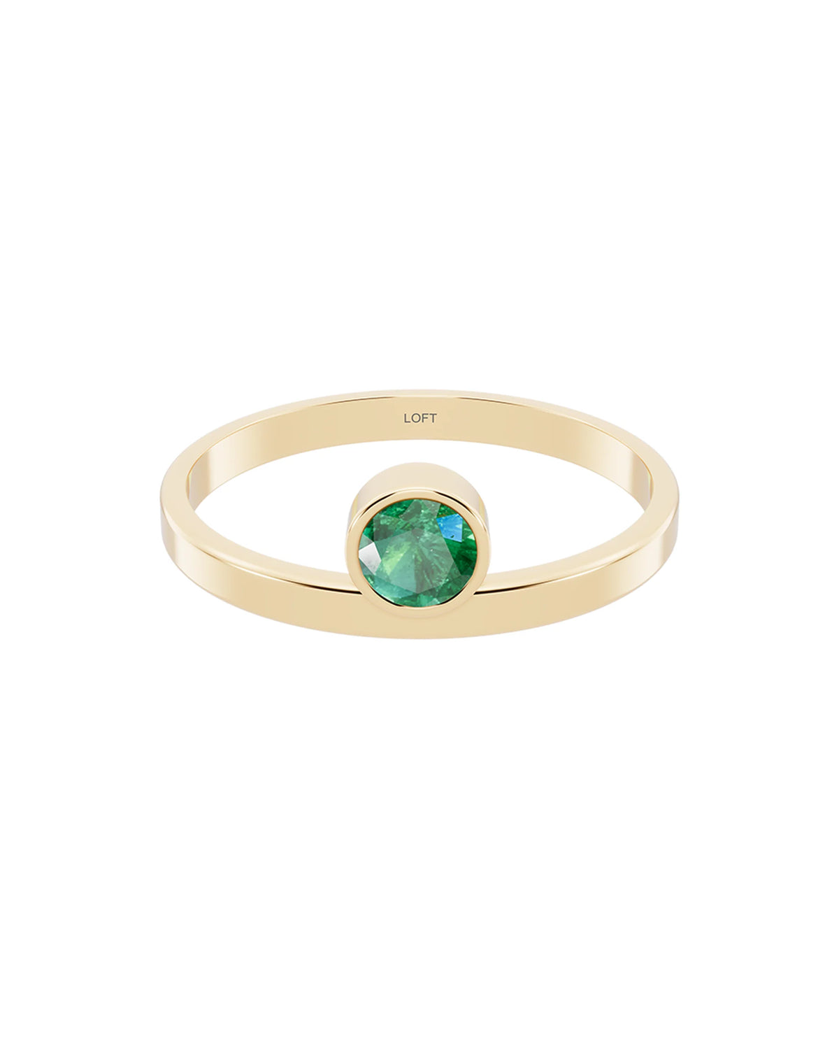 Dot Ring – Emerald in yellow gold-plated silver or 18k gold