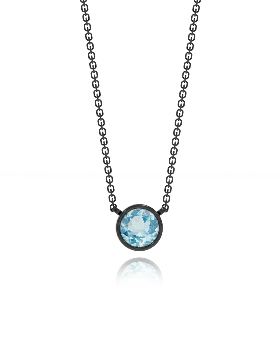 Frame Sky Blue Topaz Necklace in black rhodium-plated silver