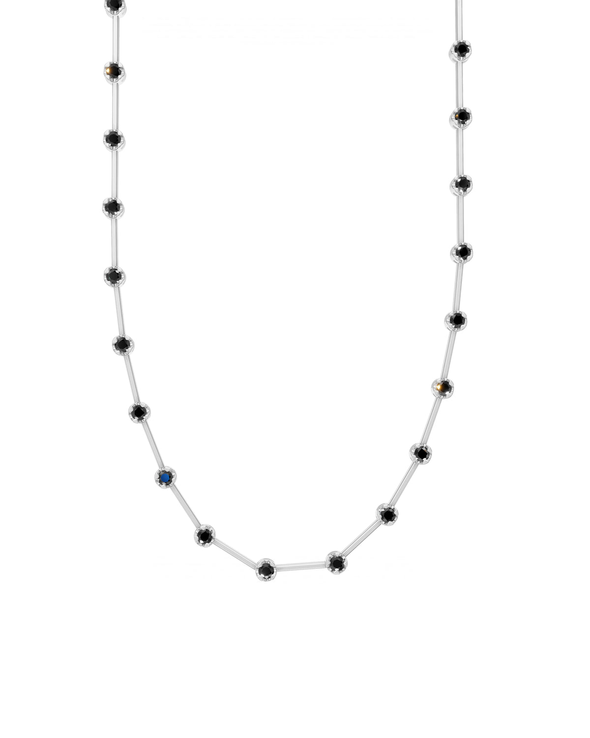 Black Diamond Knife-Edge Tennis Necklace 2mm 3pts in white rhodium-plated silver or 18k white gold