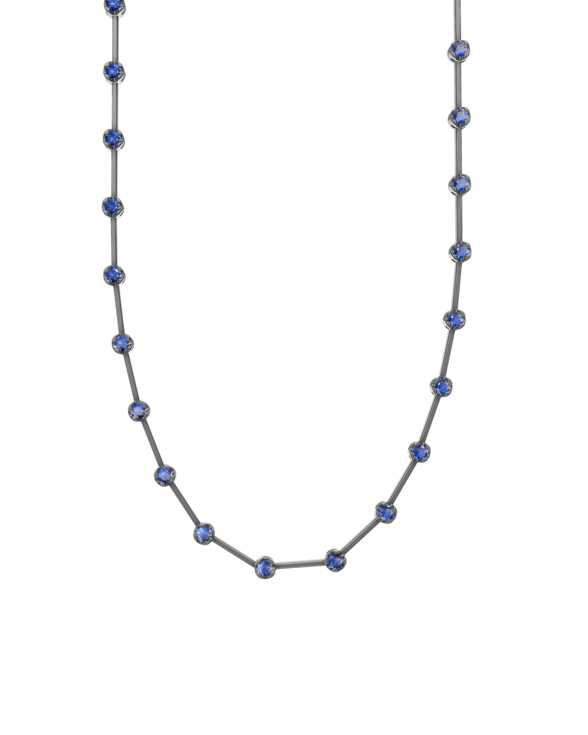 Sapphire Knife-Edge Tennis Necklace 2mm 3pts in black rhodium-plated silver
