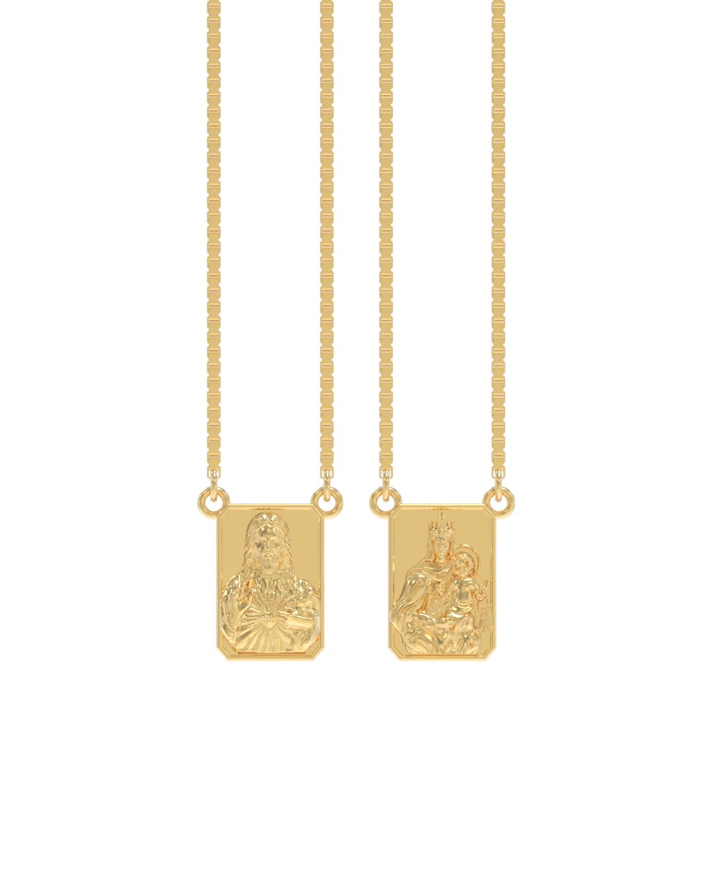 Traditional Scapular Necklace in 925 Sterling Silver – yellow gold-plated silver
