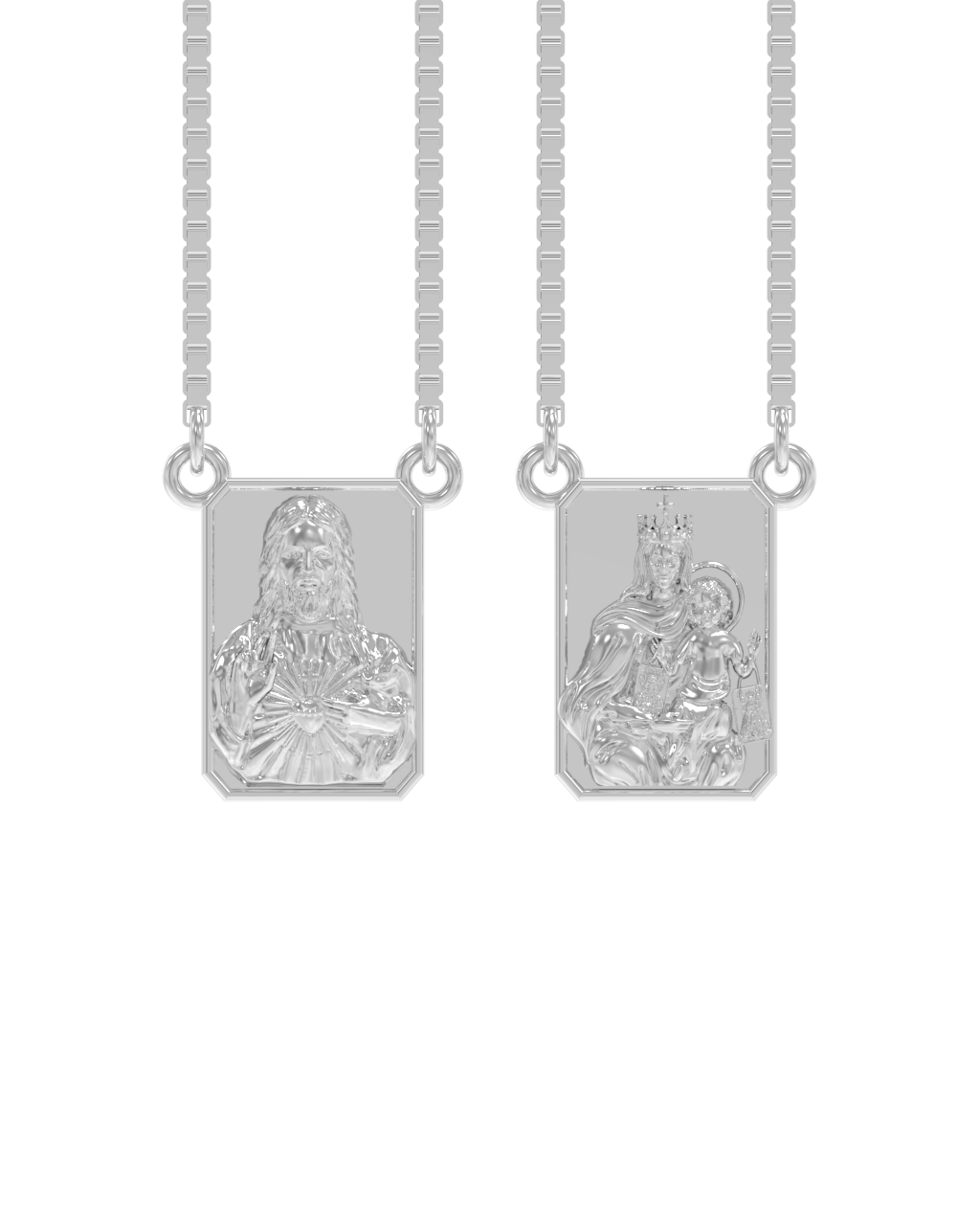 Traditional Scapular Necklace in 18k Gold – close-up detail