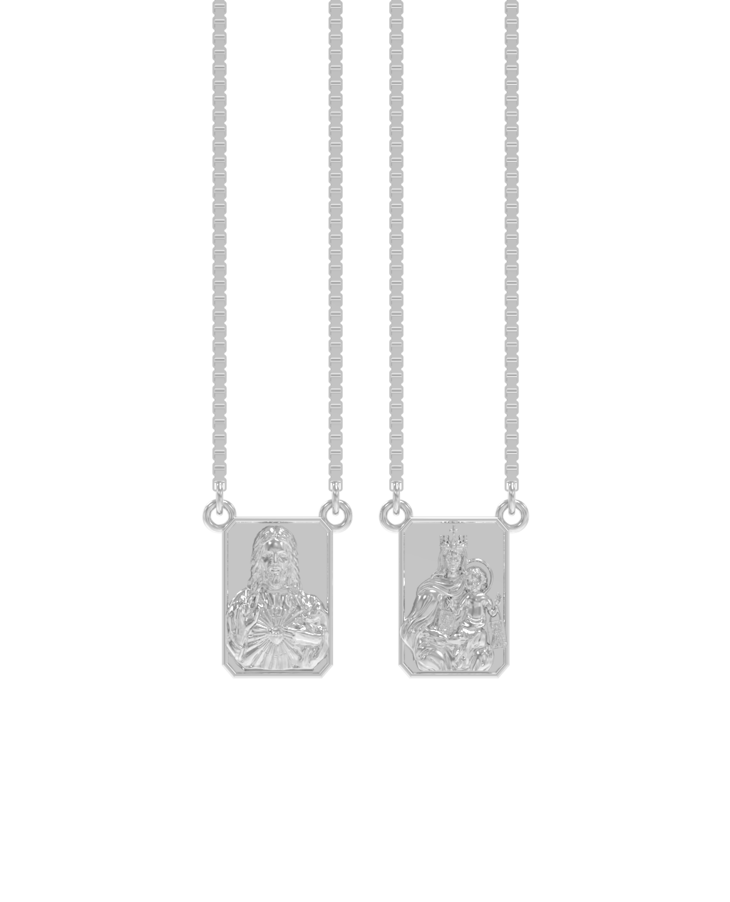 Traditional Scapular Necklace in 925 Sterling Silver – 925 sterling silver or white rhodium-plated silver