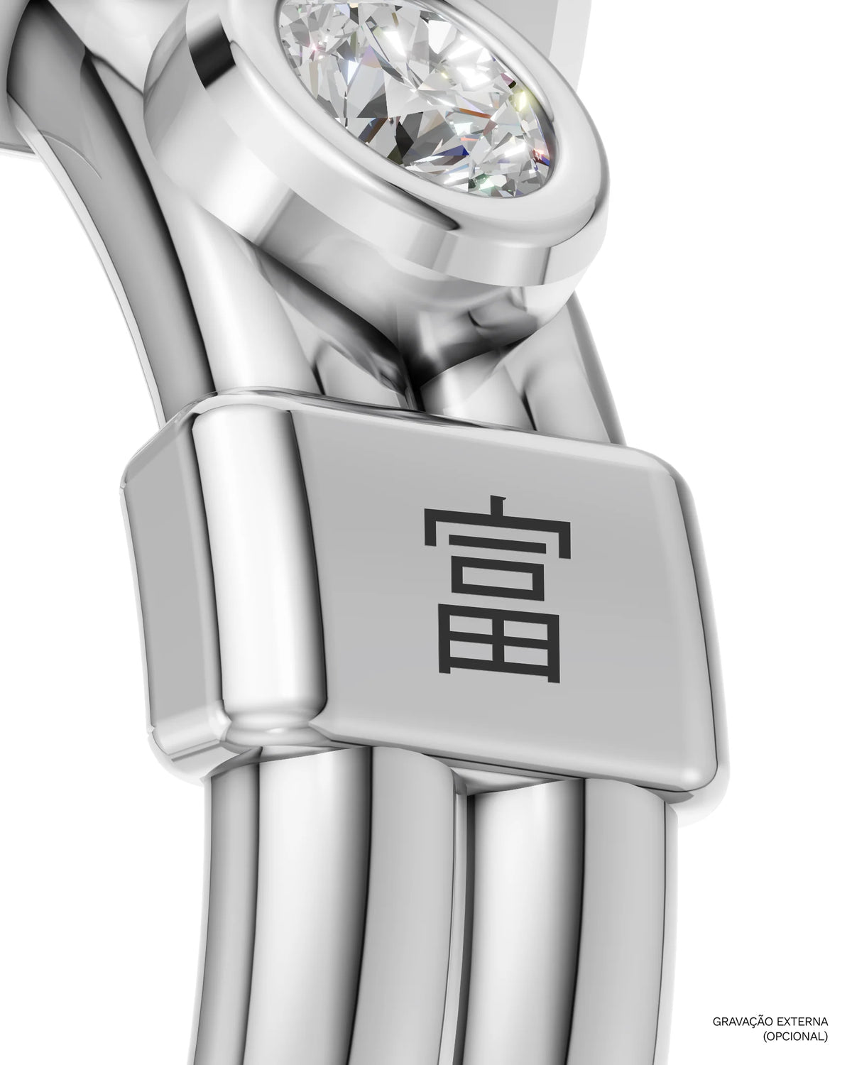 Tokyo 東京 Ring – London Blue Topaz + Diamonds – optional kanji engraving