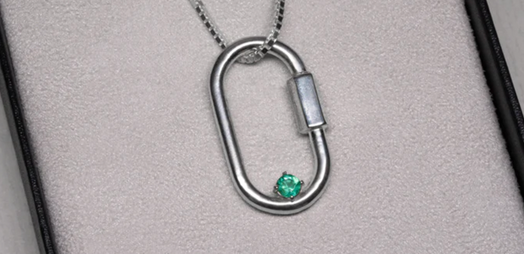 Carabiner necklace pendant in 925 sterling silver