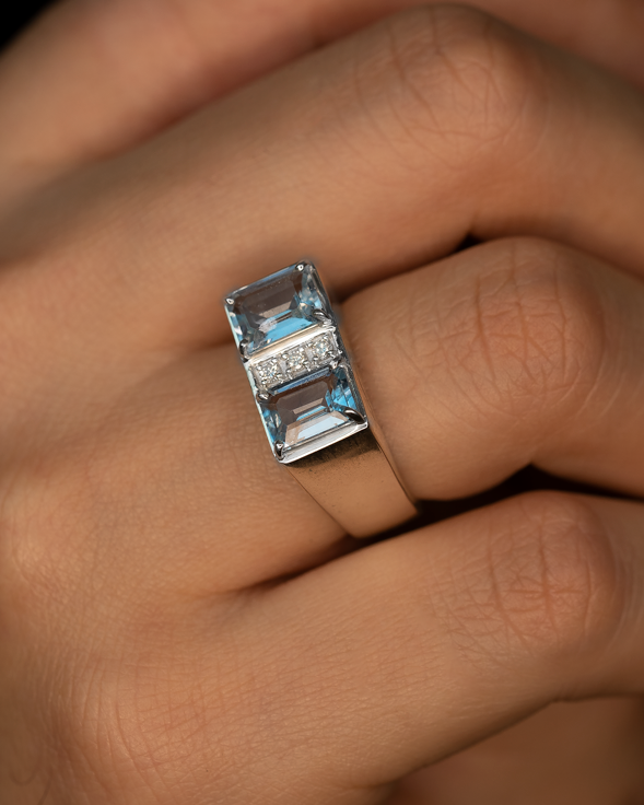 Double Ring - Sky Topaz