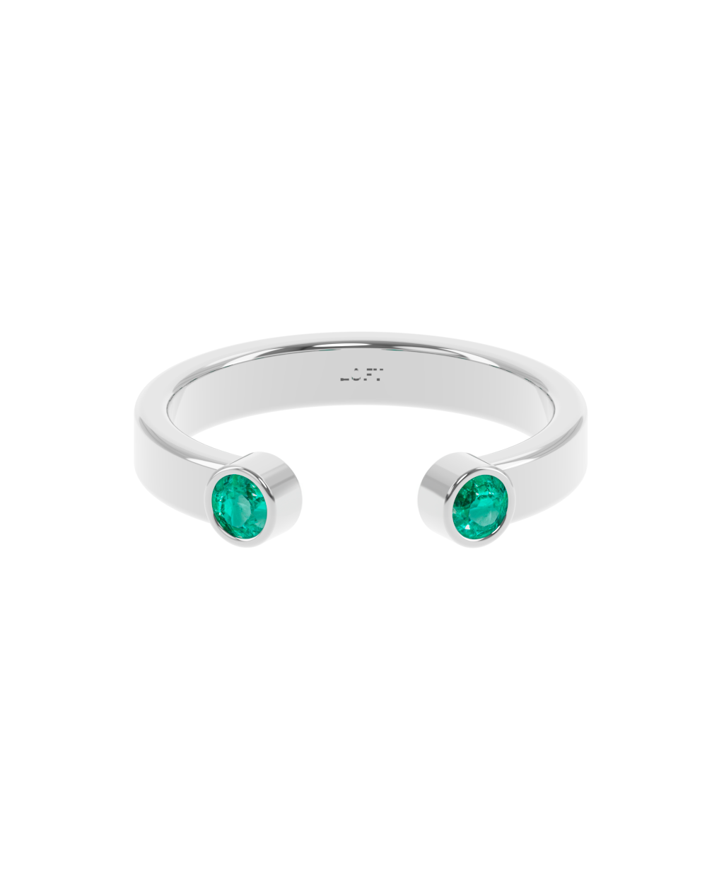 Duo Ring – Emerald in a white finish (sterling silver or 18k white gold)