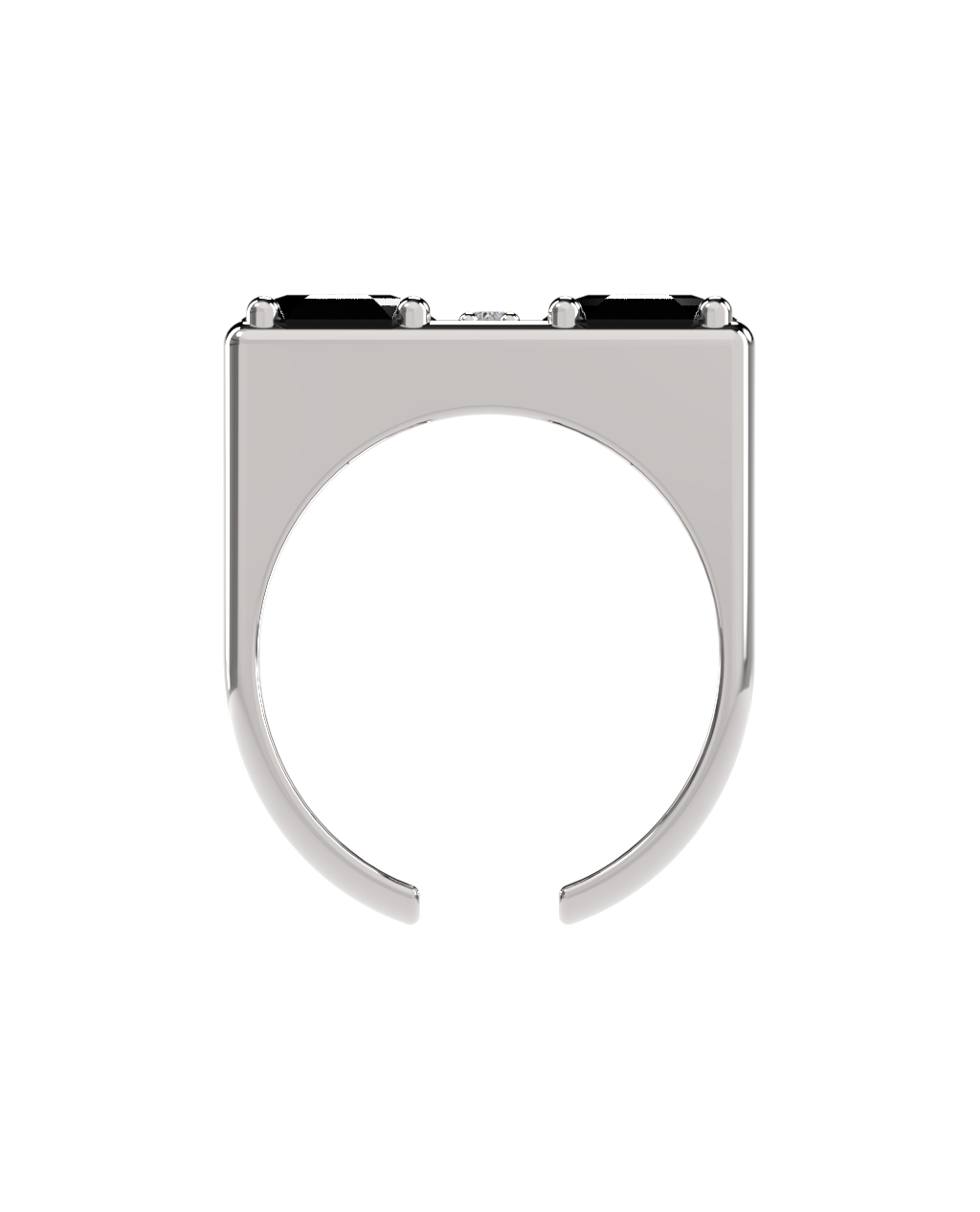Double Ring – Onyx + 3 Diamonds – side view