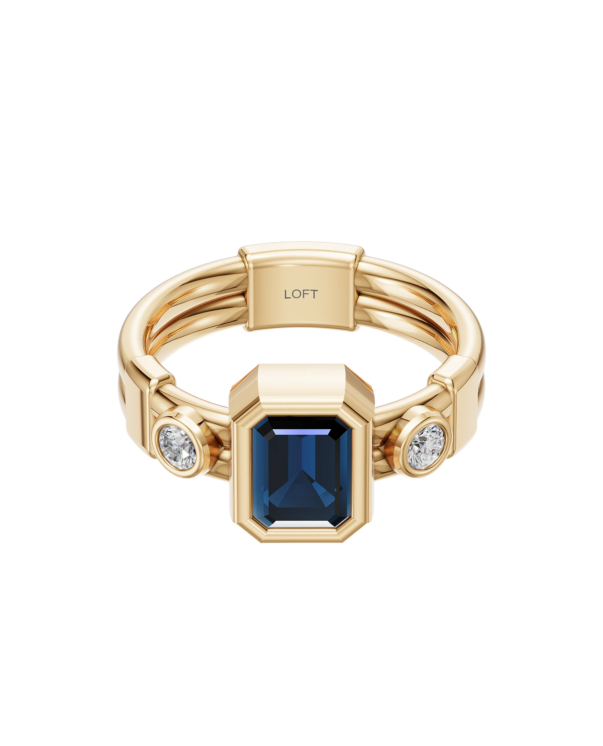 Tokyo 東京 Ring – London Blue Topaz + Diamonds in yellow gold-plated silver or 18k gold