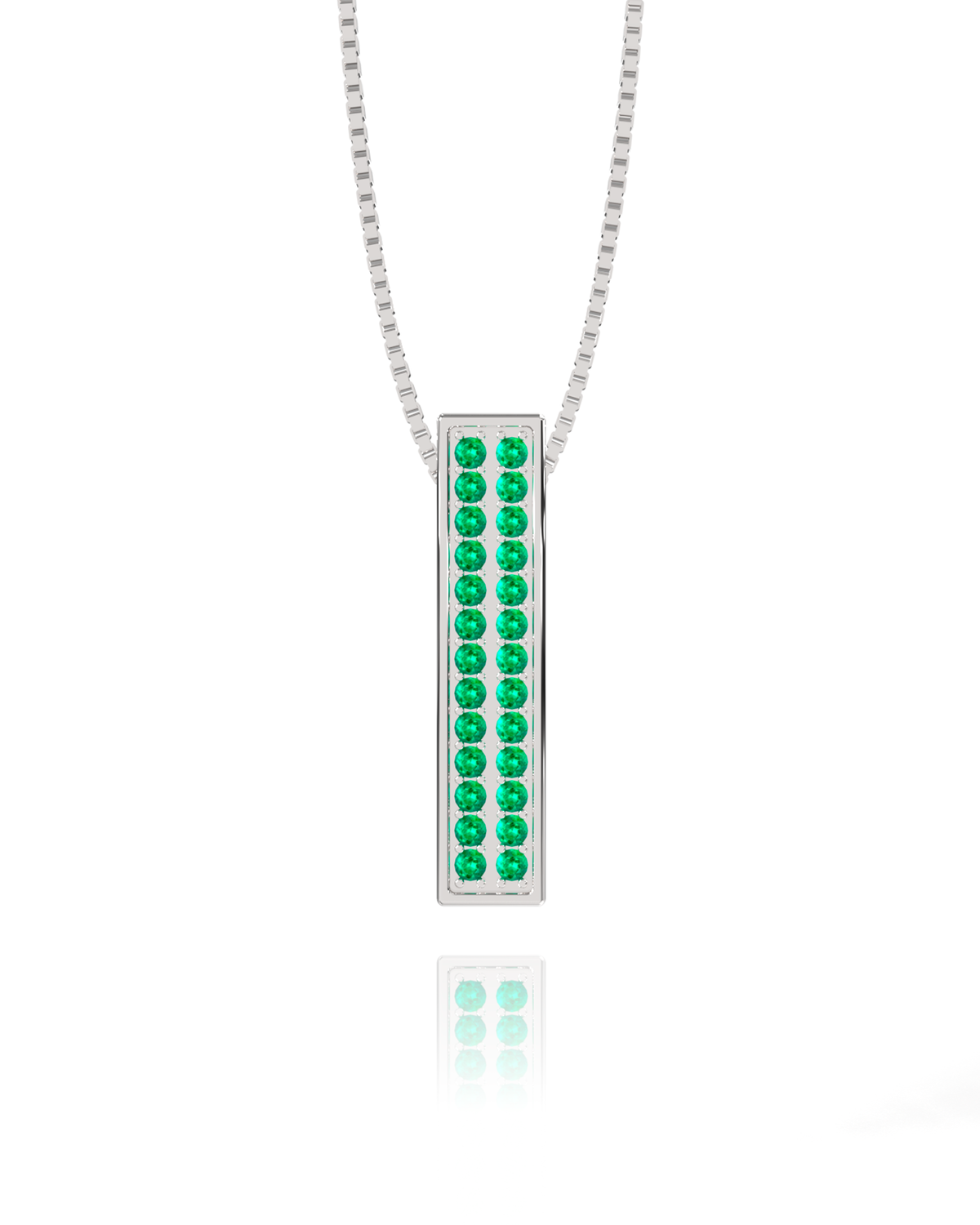Empire Necklace – Emerald in a white finish (sterling silver or 18k white gold)