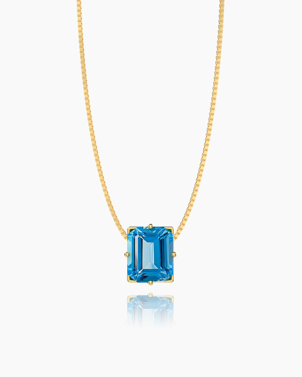 Swiss Blue Topaz Necklace in yellow gold-plated silver or 18k gold