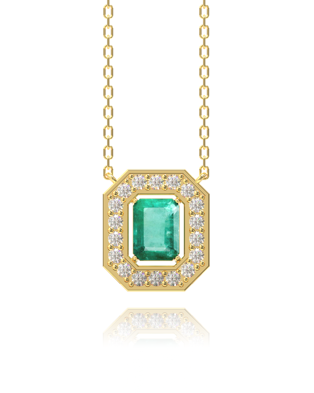 Villa Necklace – Emerald in yellow gold-plated silver or 18k gold