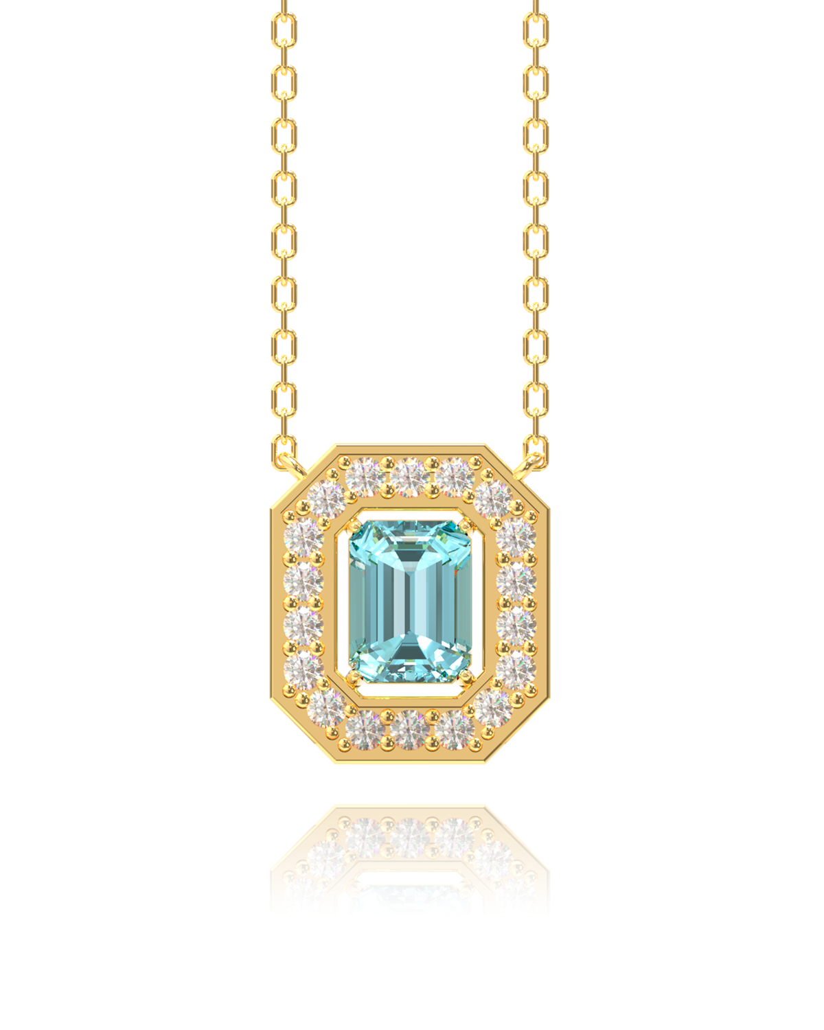 Villa Necklace – Sky Blue Topaz in yellow gold-plated silver or 18k gold