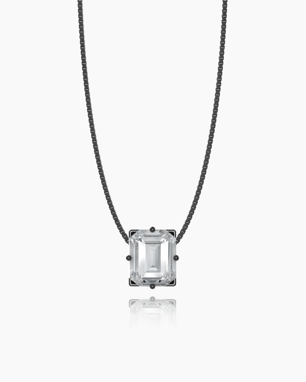 White Topaz Necklace in black rhodium-plated silver or black rhodium-plated 18k white gold