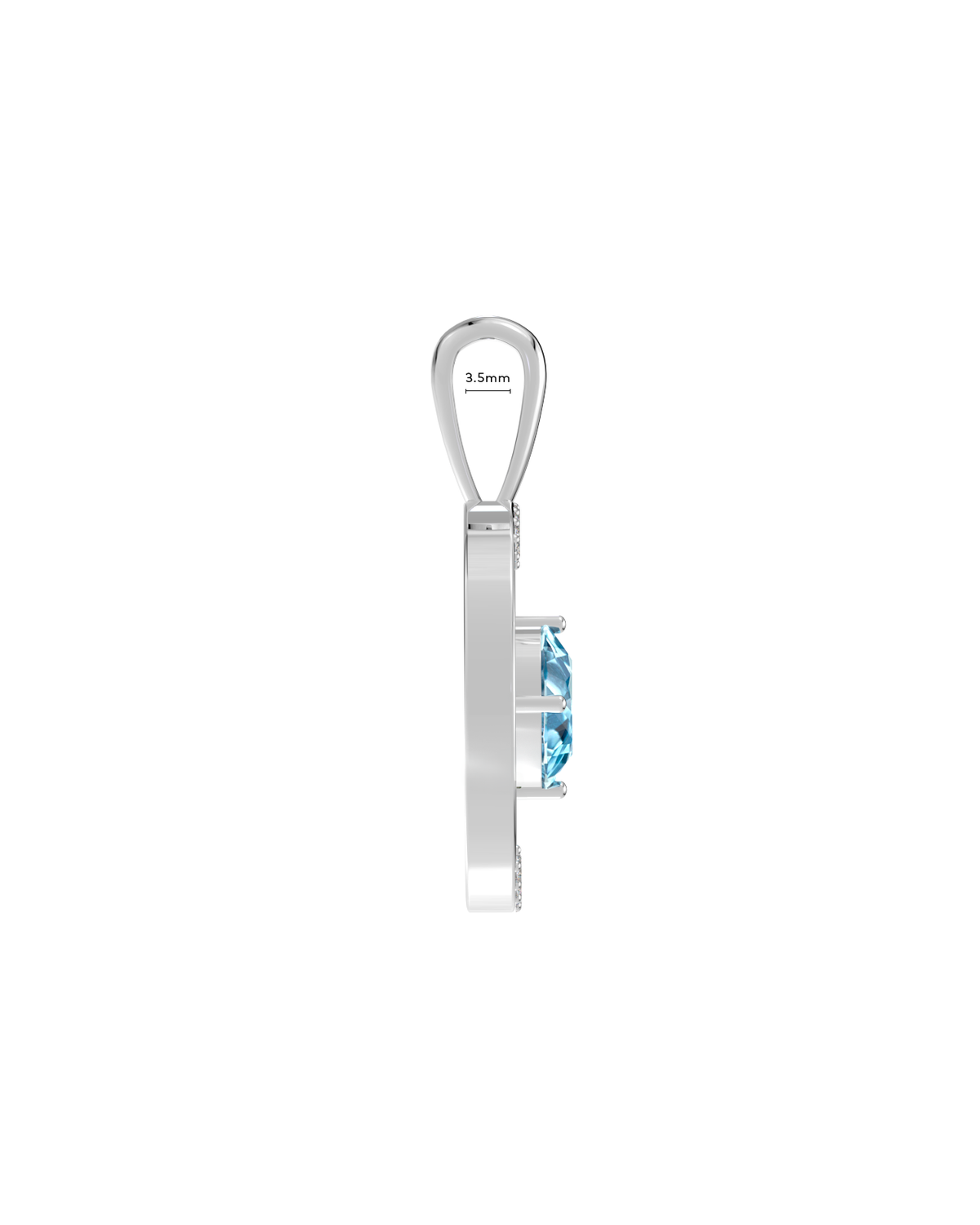 Arc Necklace – Sky Blue Topaz + Diamonds – side view