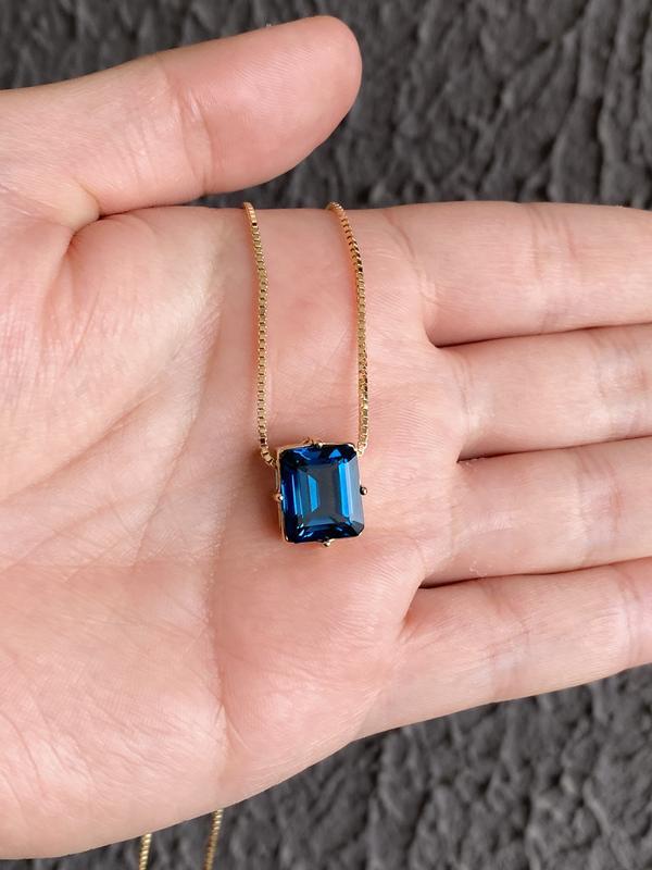 Double Scapular Necklace – London Blue in yellow gold-plated silver or 18k gold