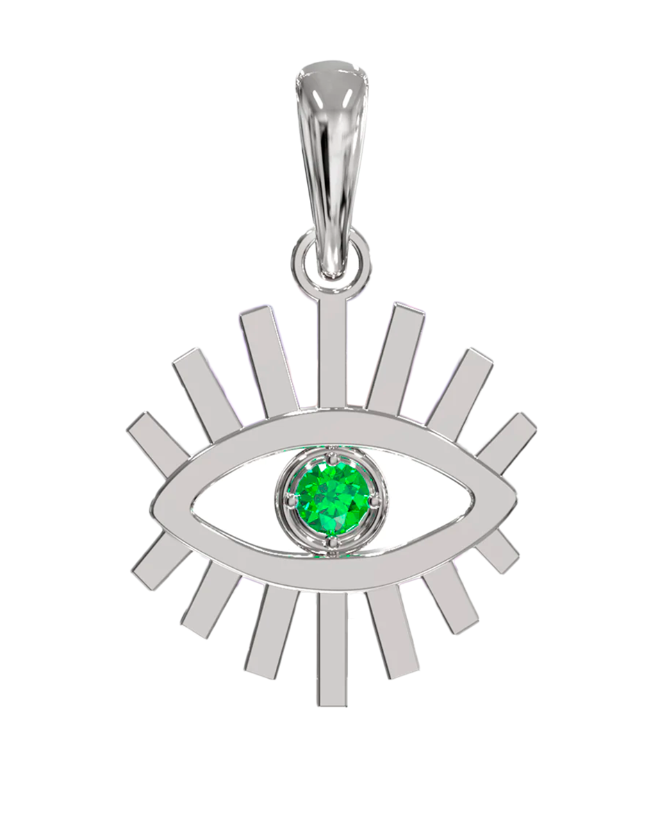 Sun Evil Eye Emerald Pendant