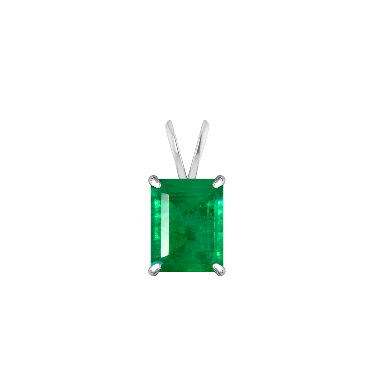 Emerald Pendant in a white finish (sterling silver or 18k white gold)