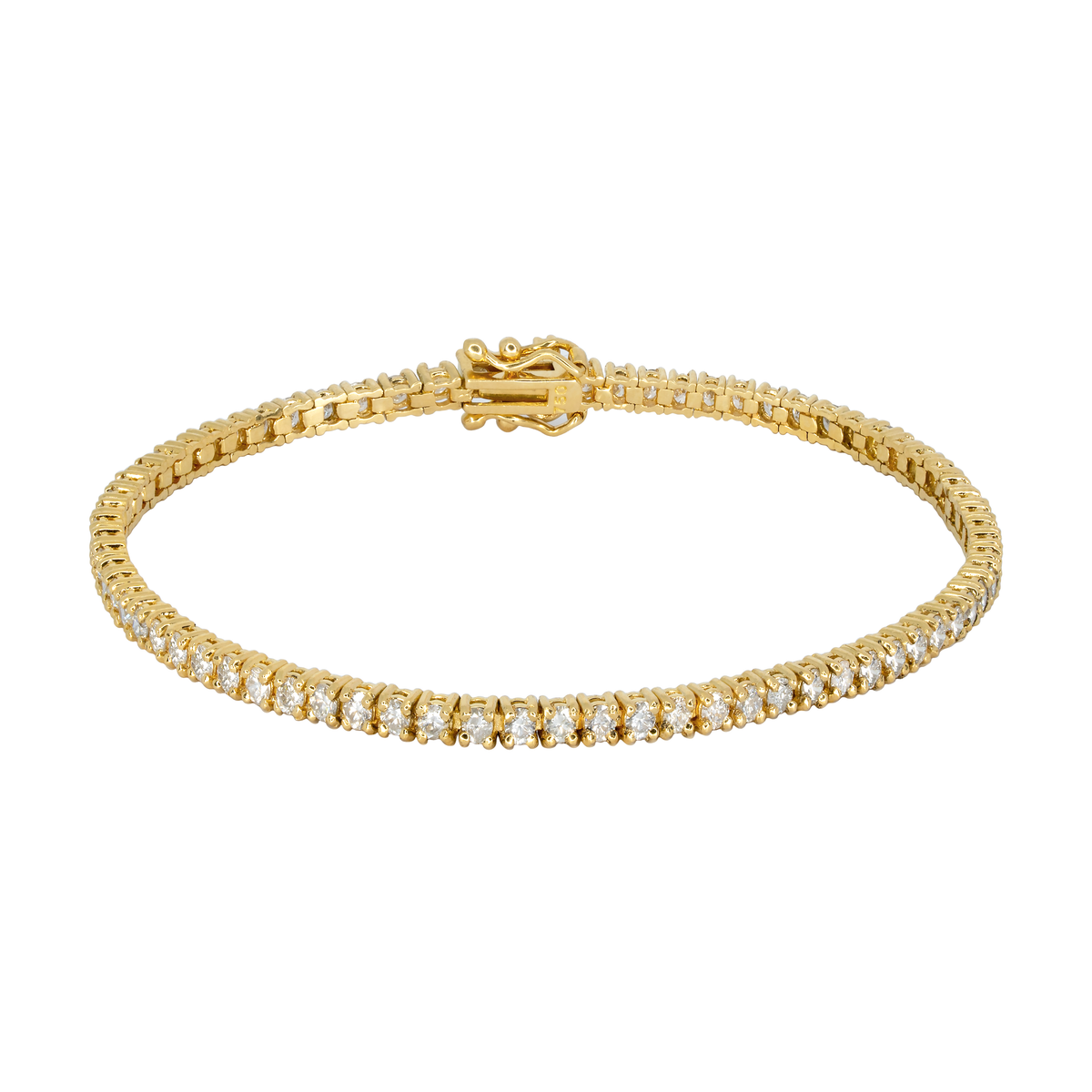 18k Gold Diamond Tennis Bracelet 2mm 3pts