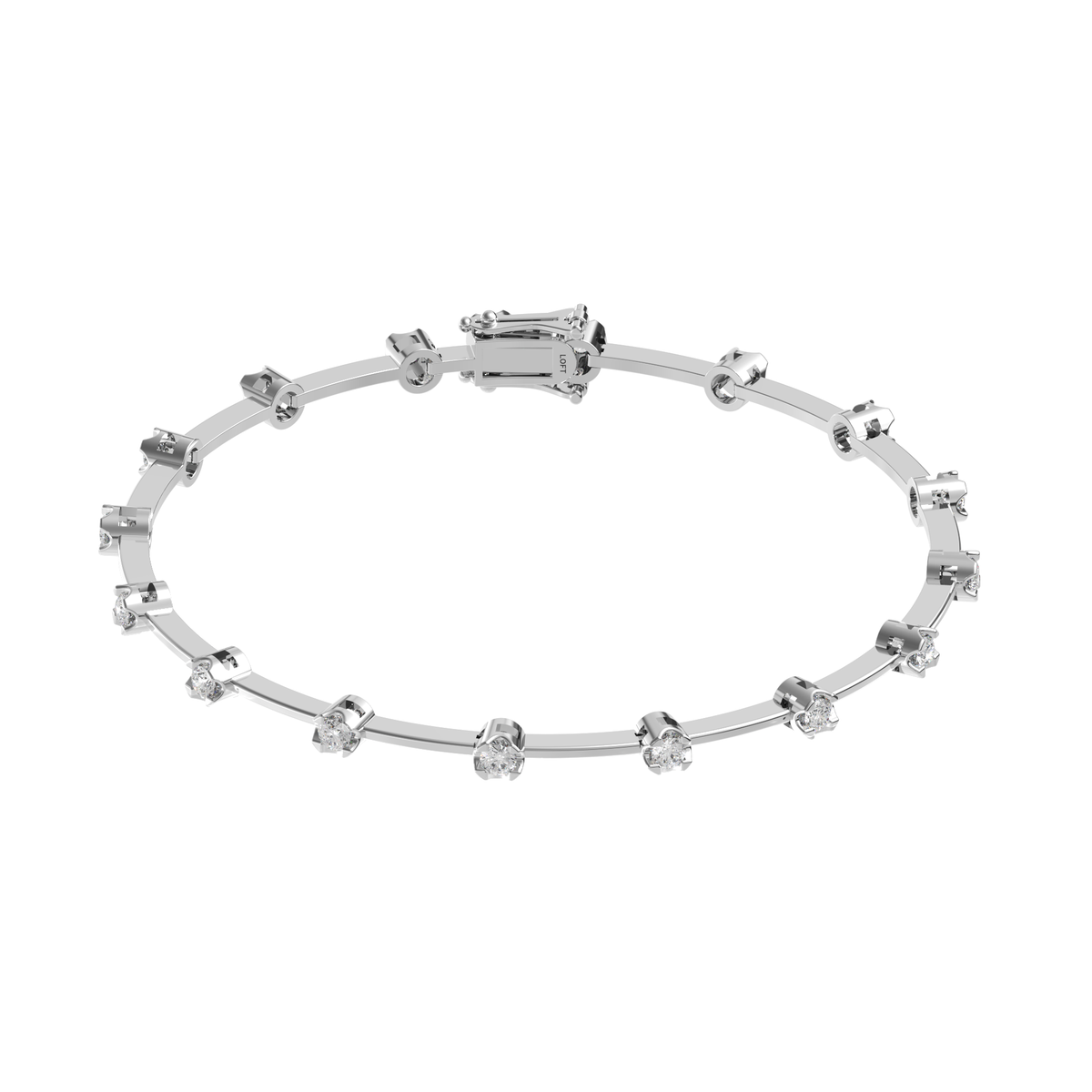Diamond Knife-Edge Tennis Bracelet 2mm 3pts in white rhodium-plated silver or 18k white gold