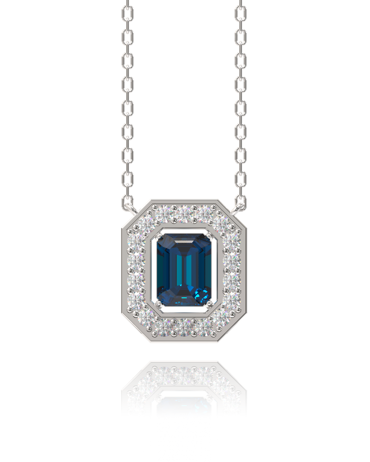 Villa Necklace – London Blue Topaz in a white finish (sterling silver or 18k white gold)