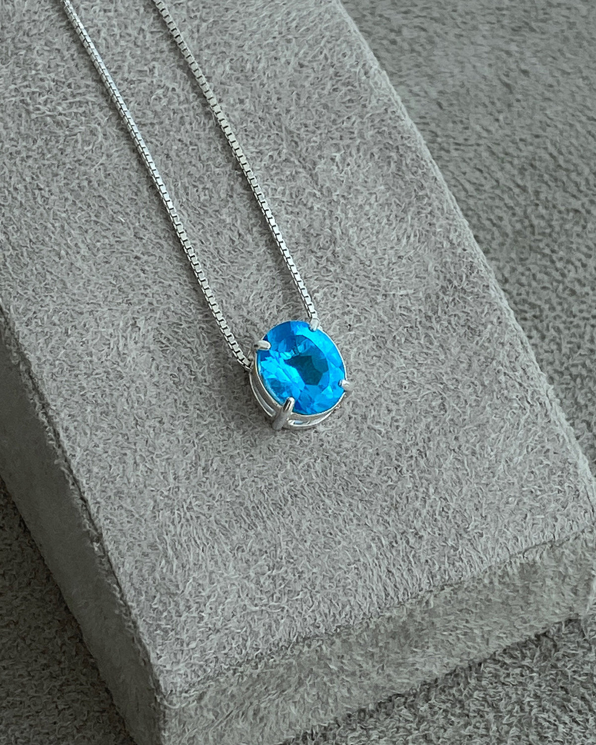 Oval Swiss Blue Topaz Necklace