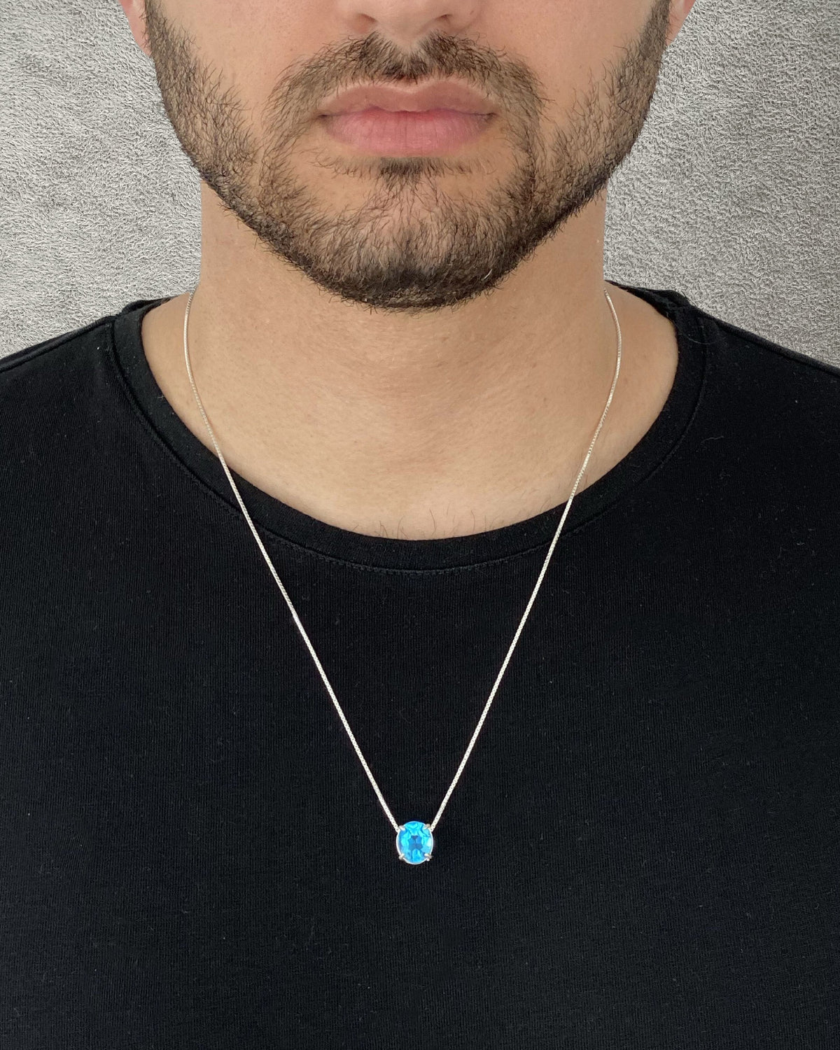 Oval Swiss Blue Topaz Necklace – view 3