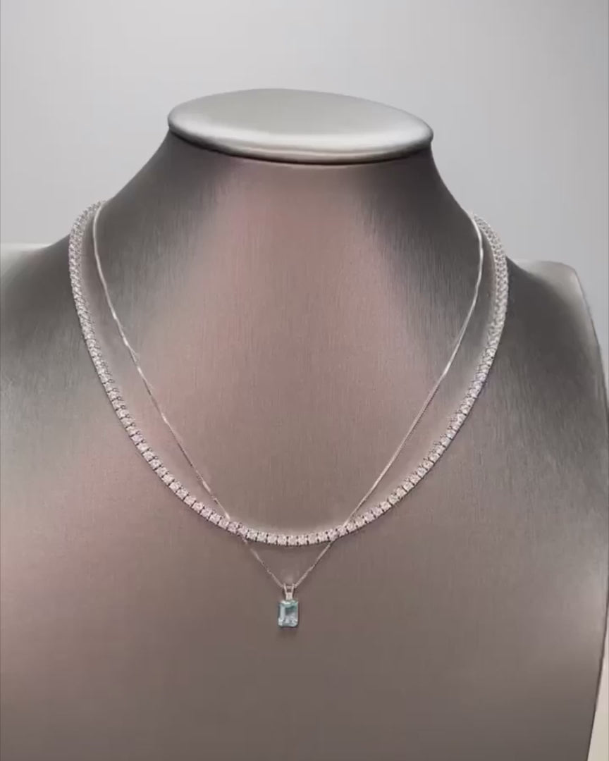 Sky Blue Topaz + Diamond Necklace – video 4