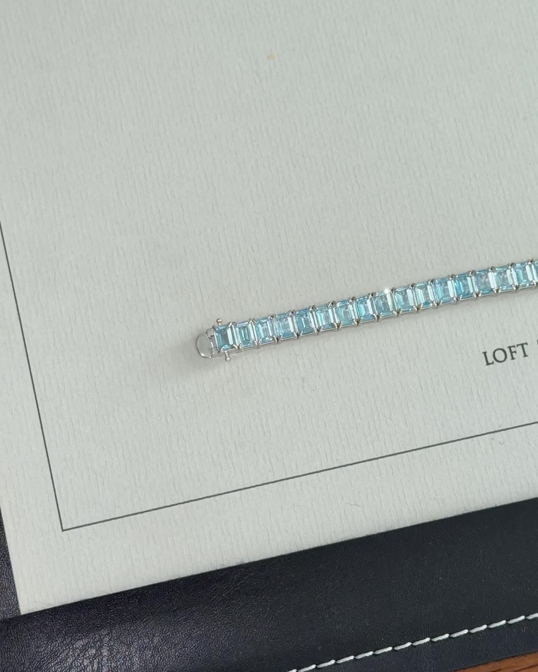 Sky Blue Topaz Rectangular Tennis Bracelet 4x6mm – video 1