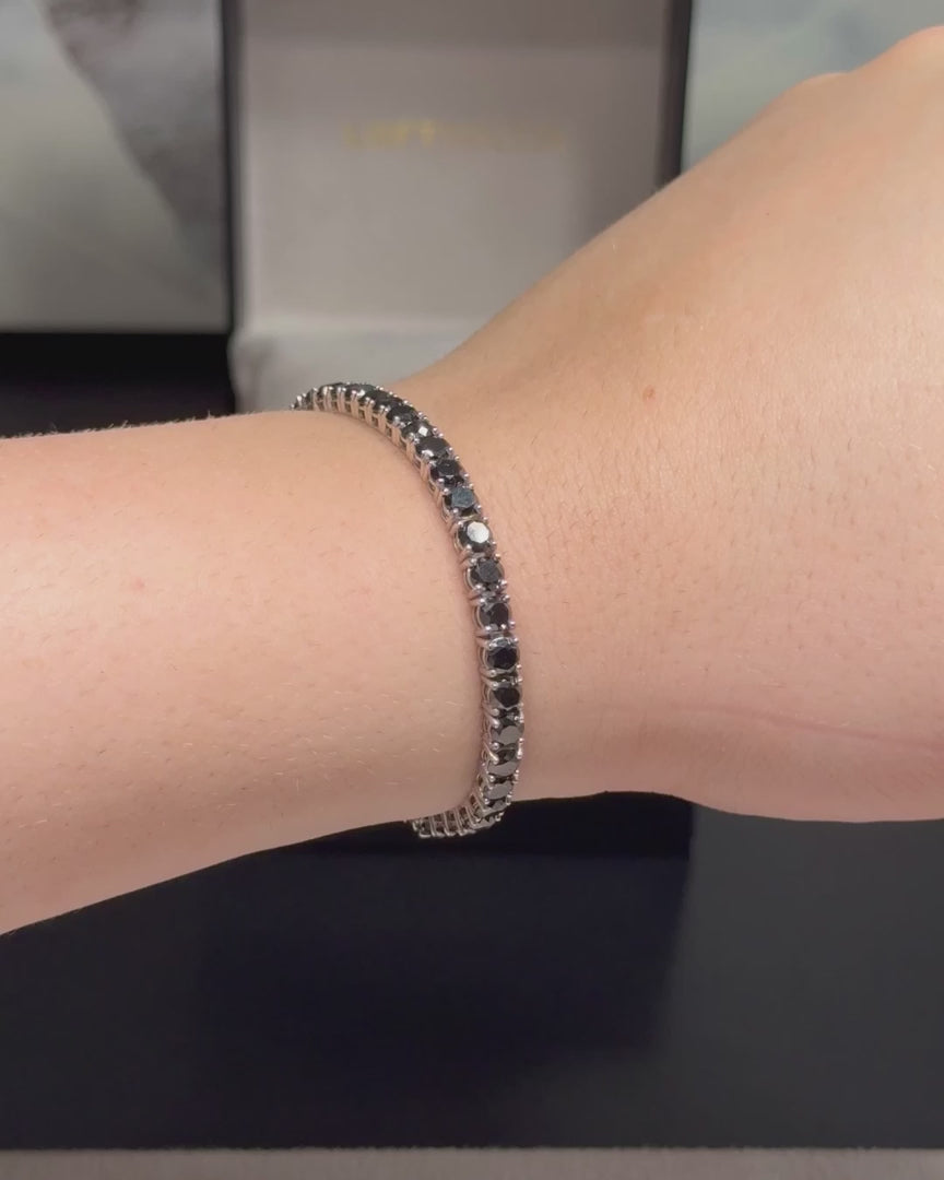 18k Gold Black Diamond Tennis Bracelet 4mm – video 1