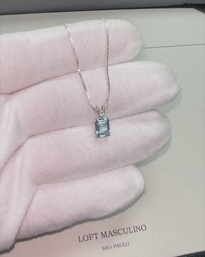 Sky Blue Topaz + Diamond Necklace – video 1