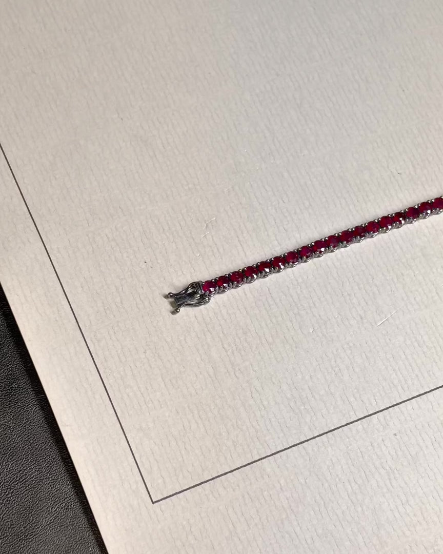18k Gold Ruby Tennis Bracelet 3.5mm 15pts – Loft Masculino – video 2