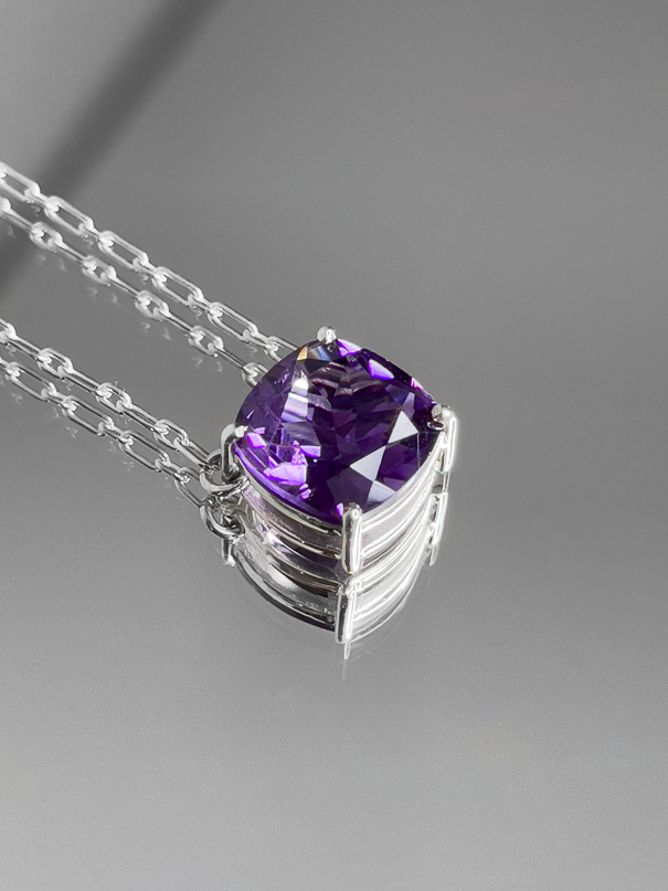 Amethyst + 2 Diamonds Necklace