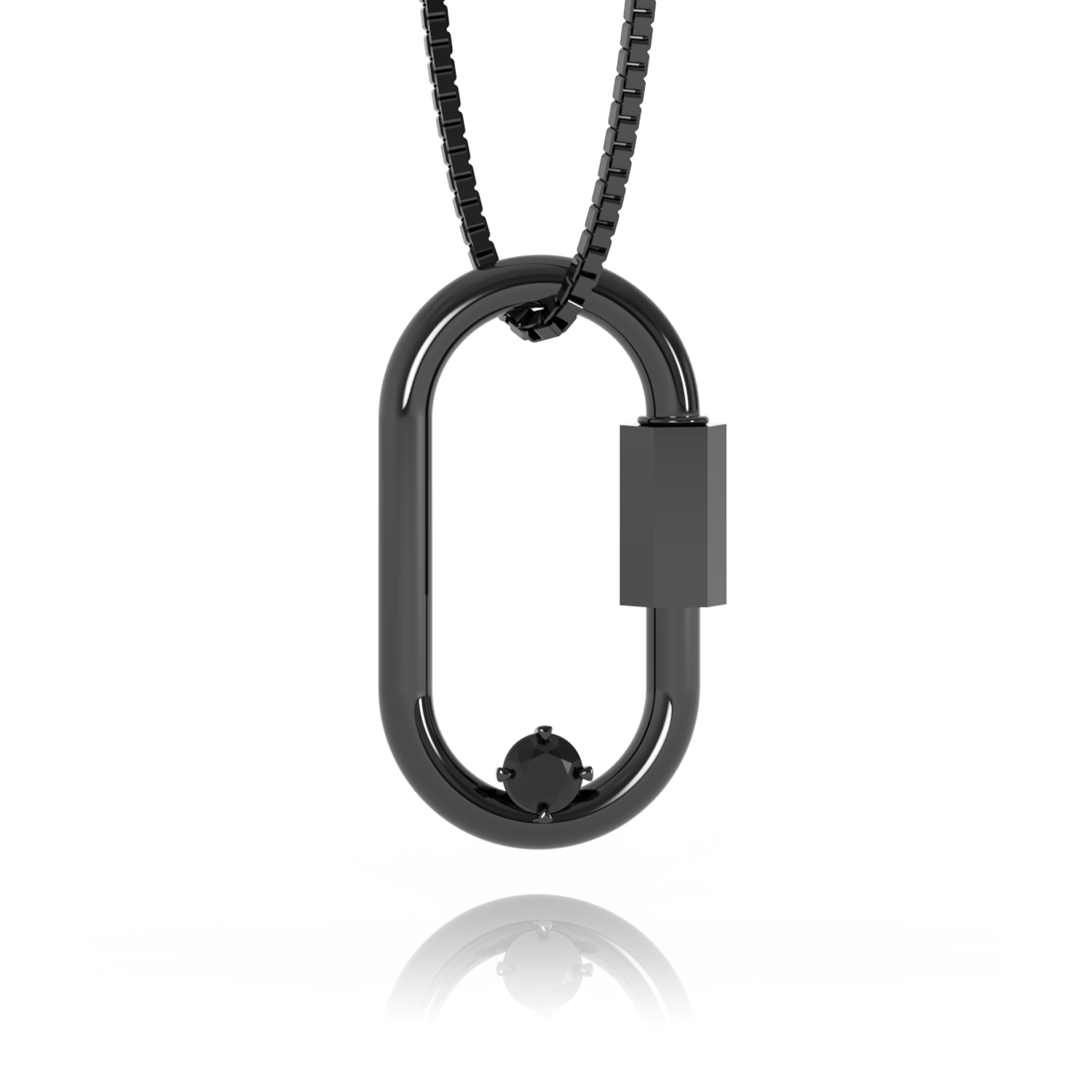 Carabiner Necklace - Black Diamond