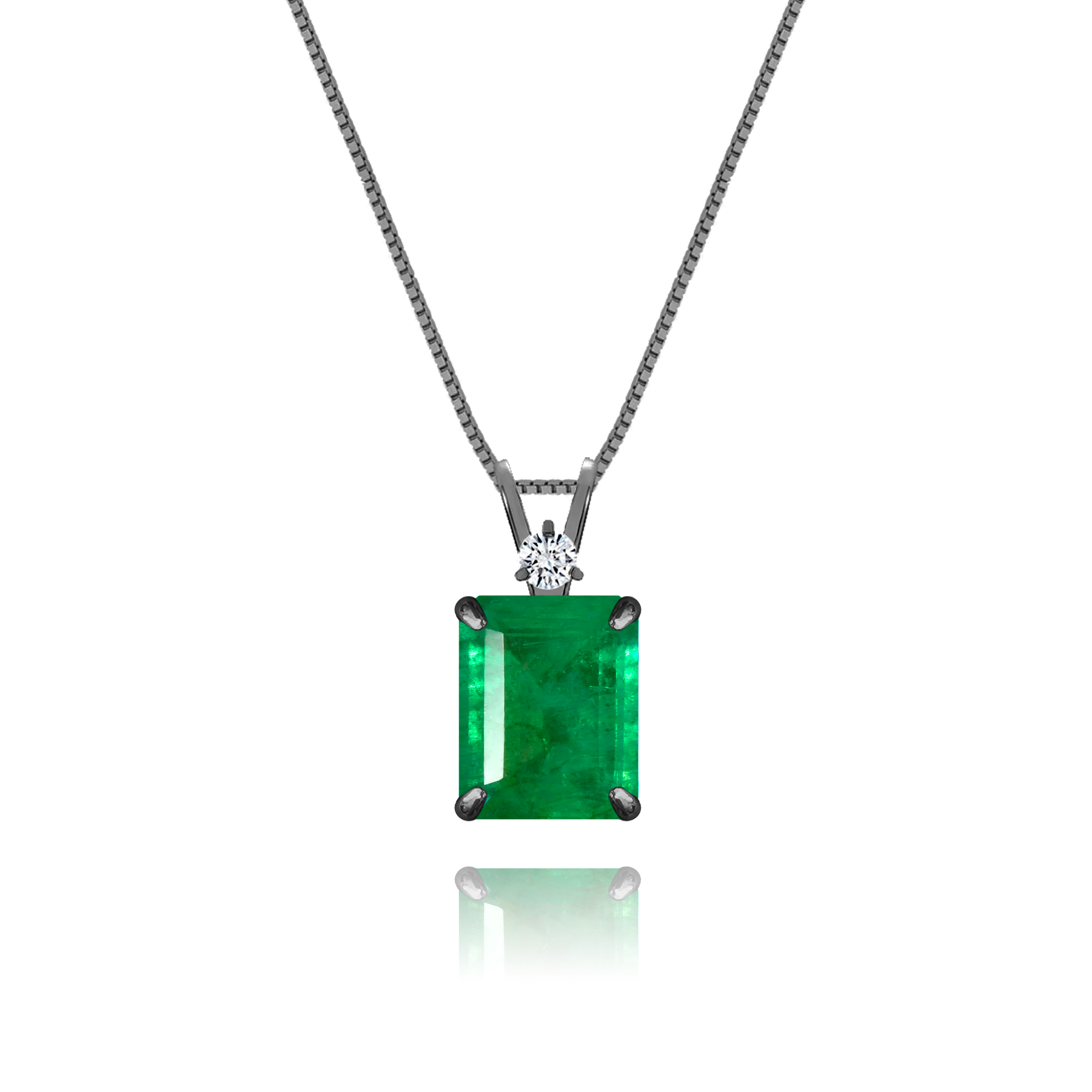 Emerald + Diamond Necklace