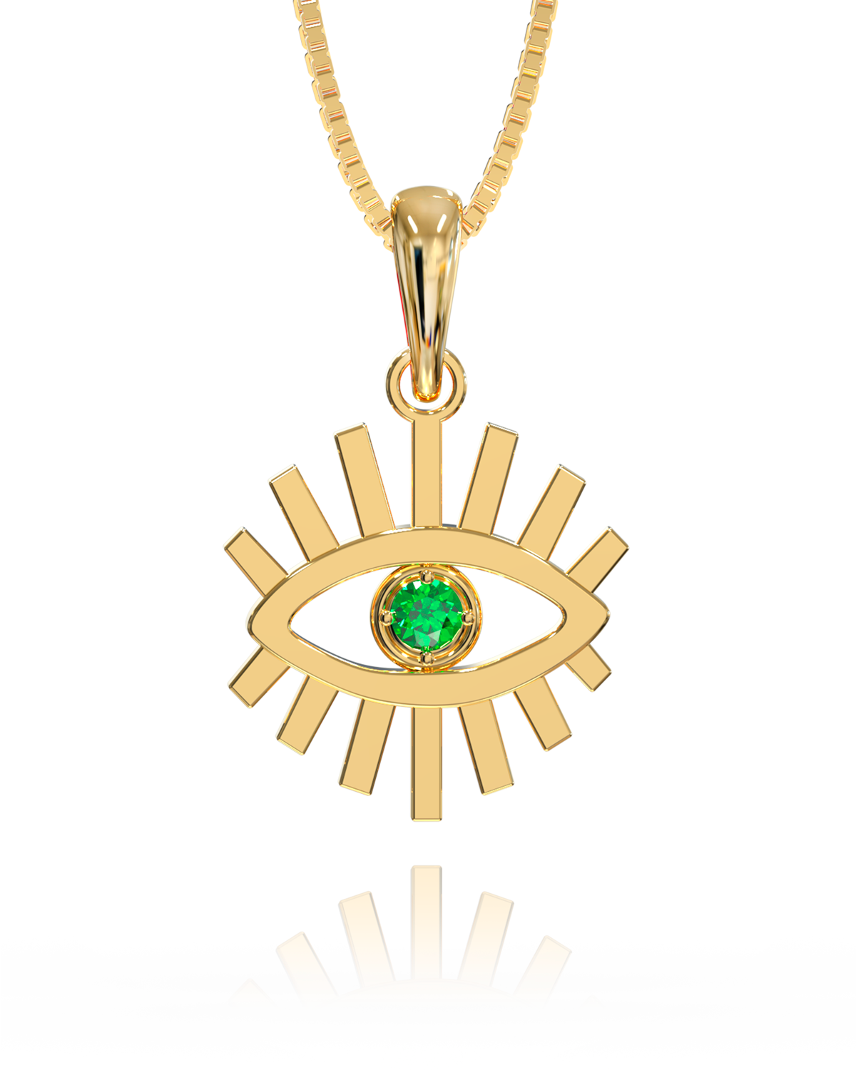 Greek Eye Sun Neklace - Emerald