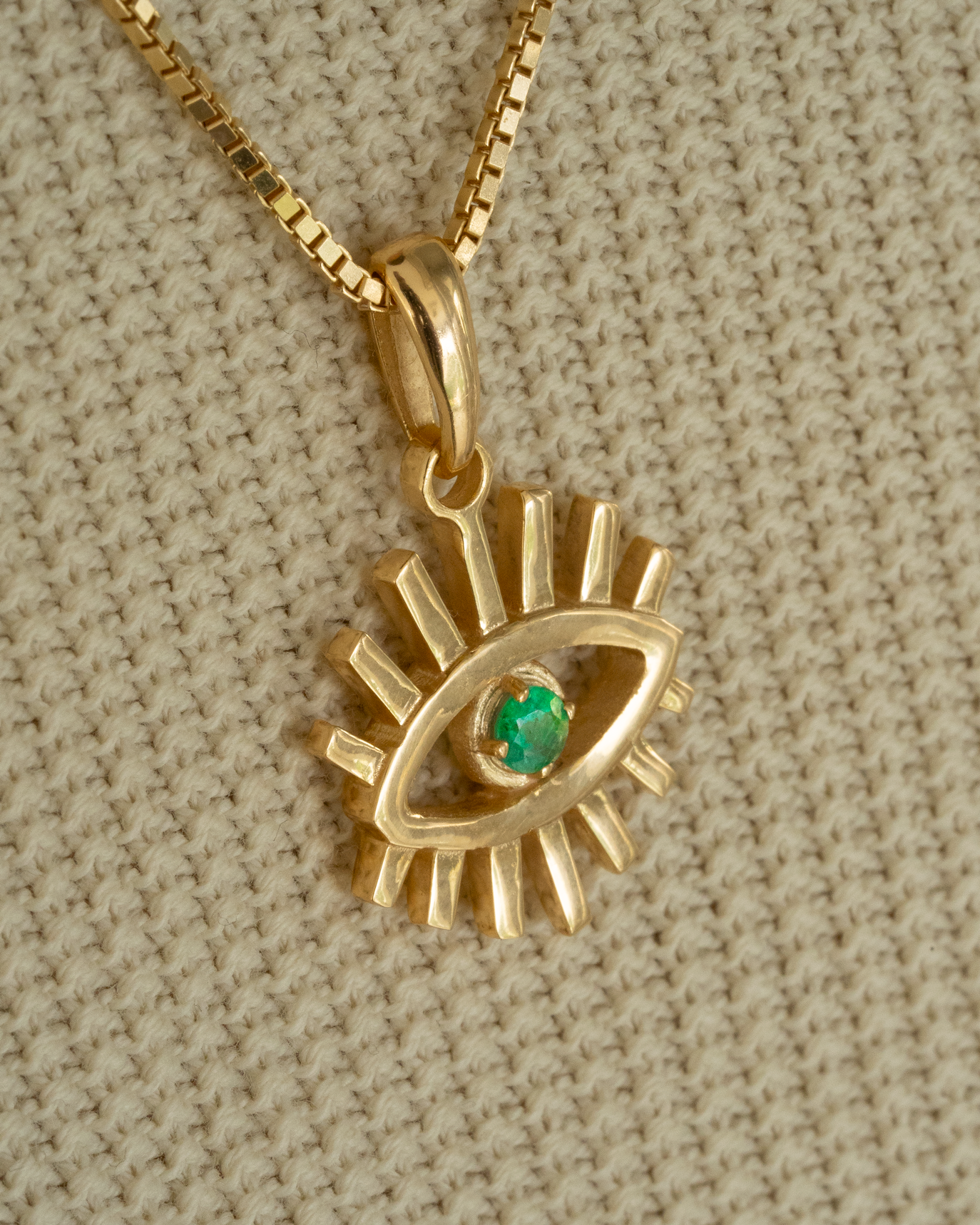 Greek Eye Sun Neklace - Emerald