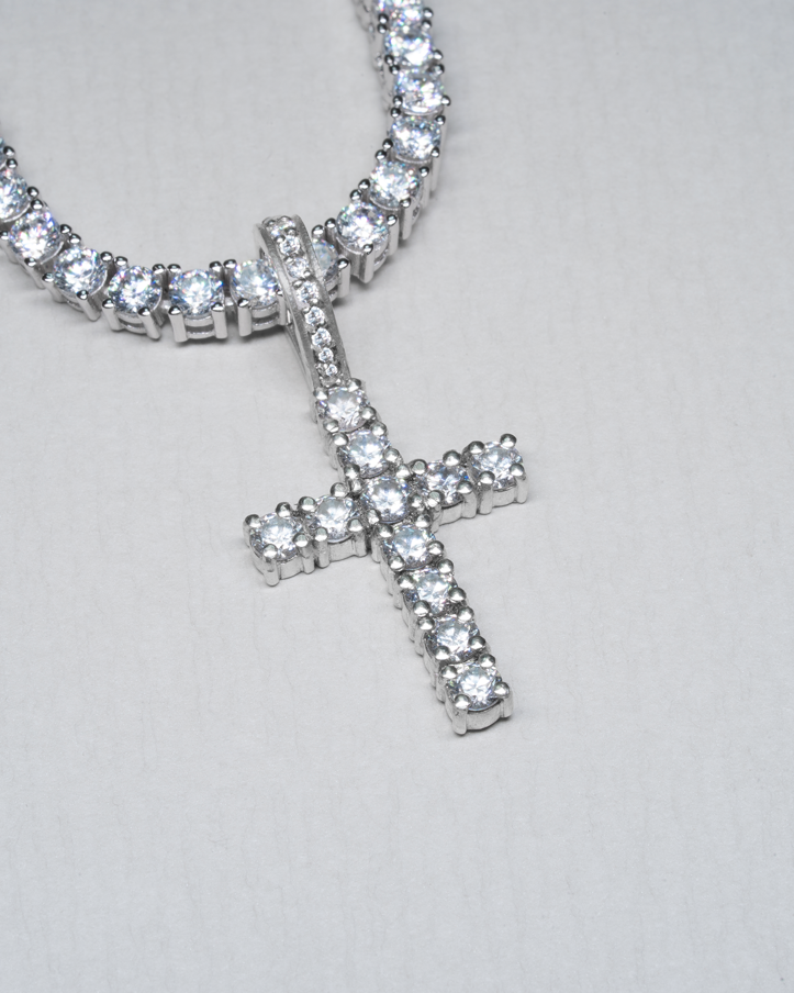 Riviera Cross Pendant - White Zirconia