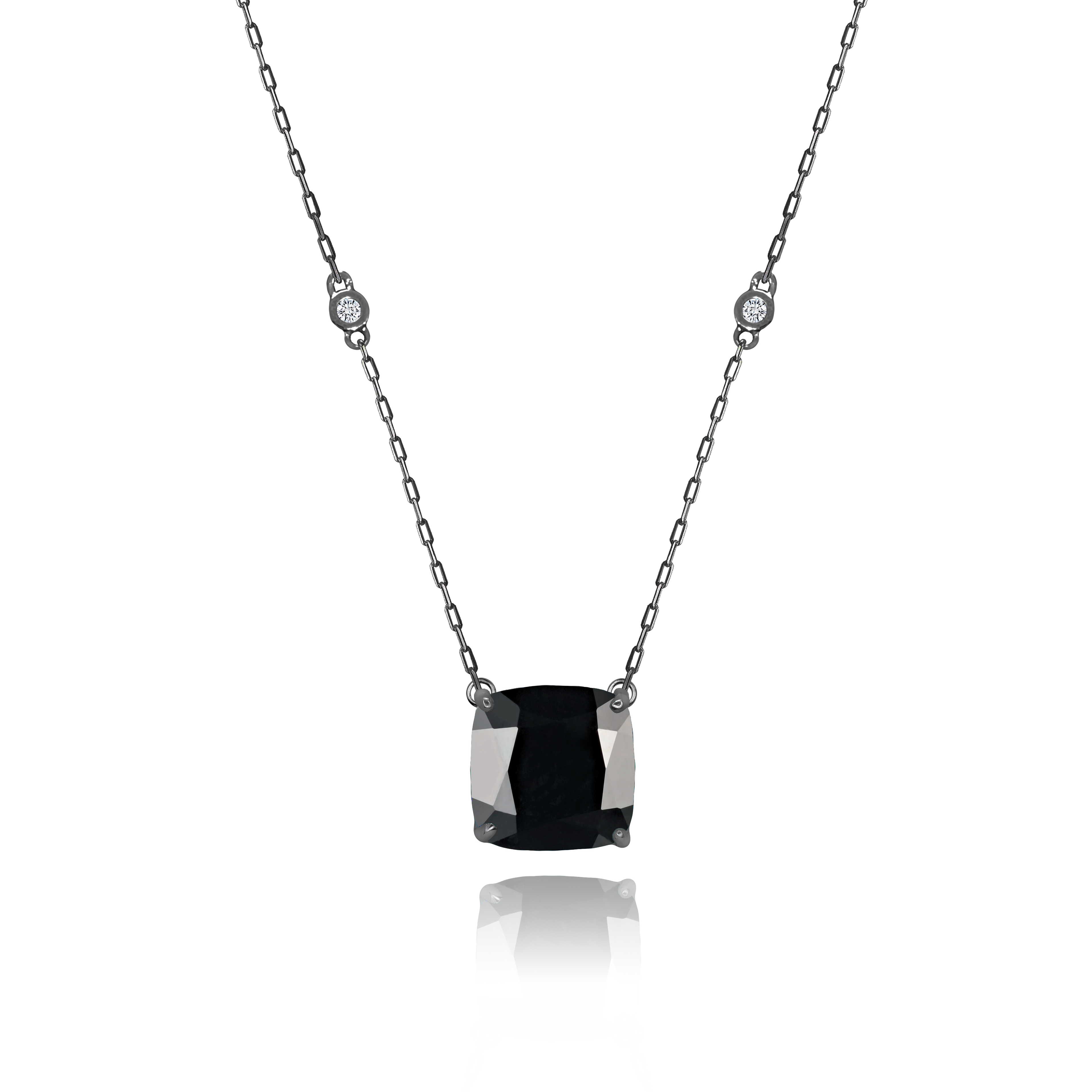 Black Onyx + 2 Diamonds Necklace