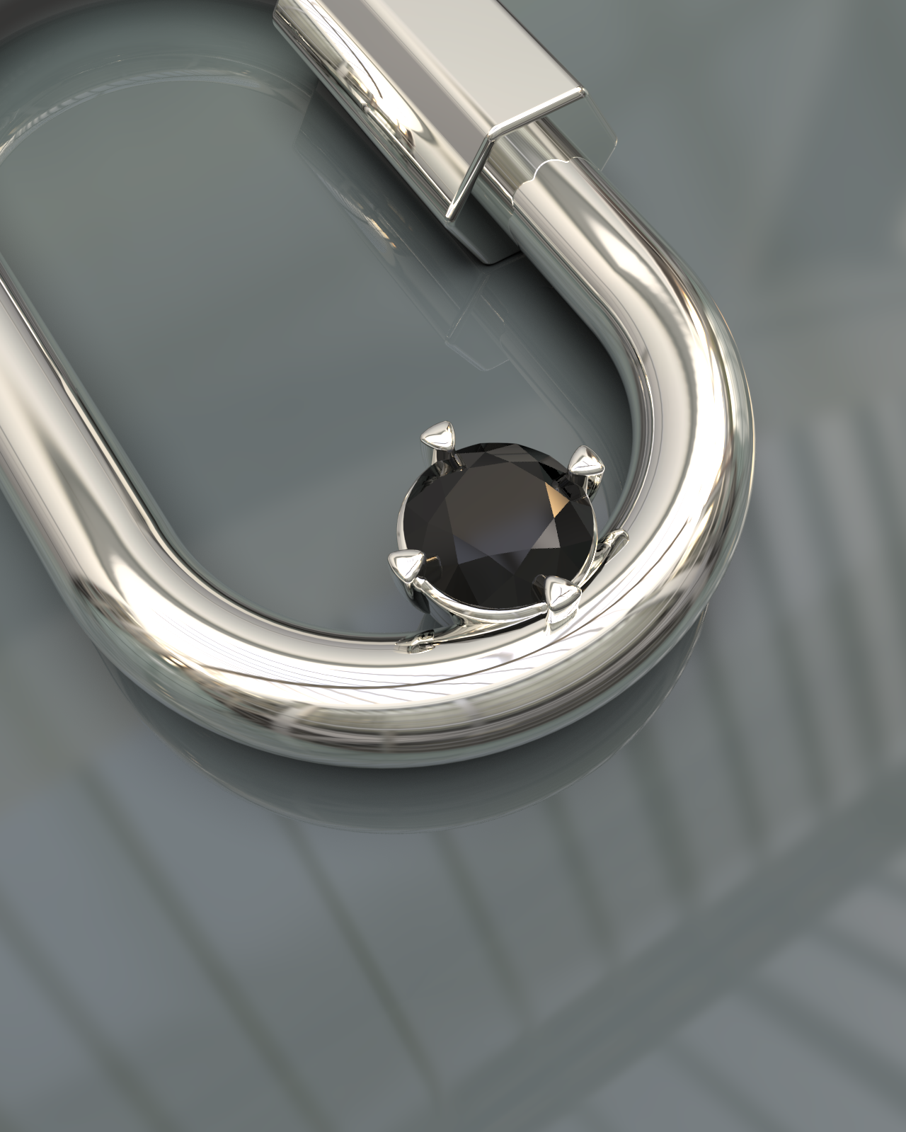 Carabiner Necklace - Black Diamond