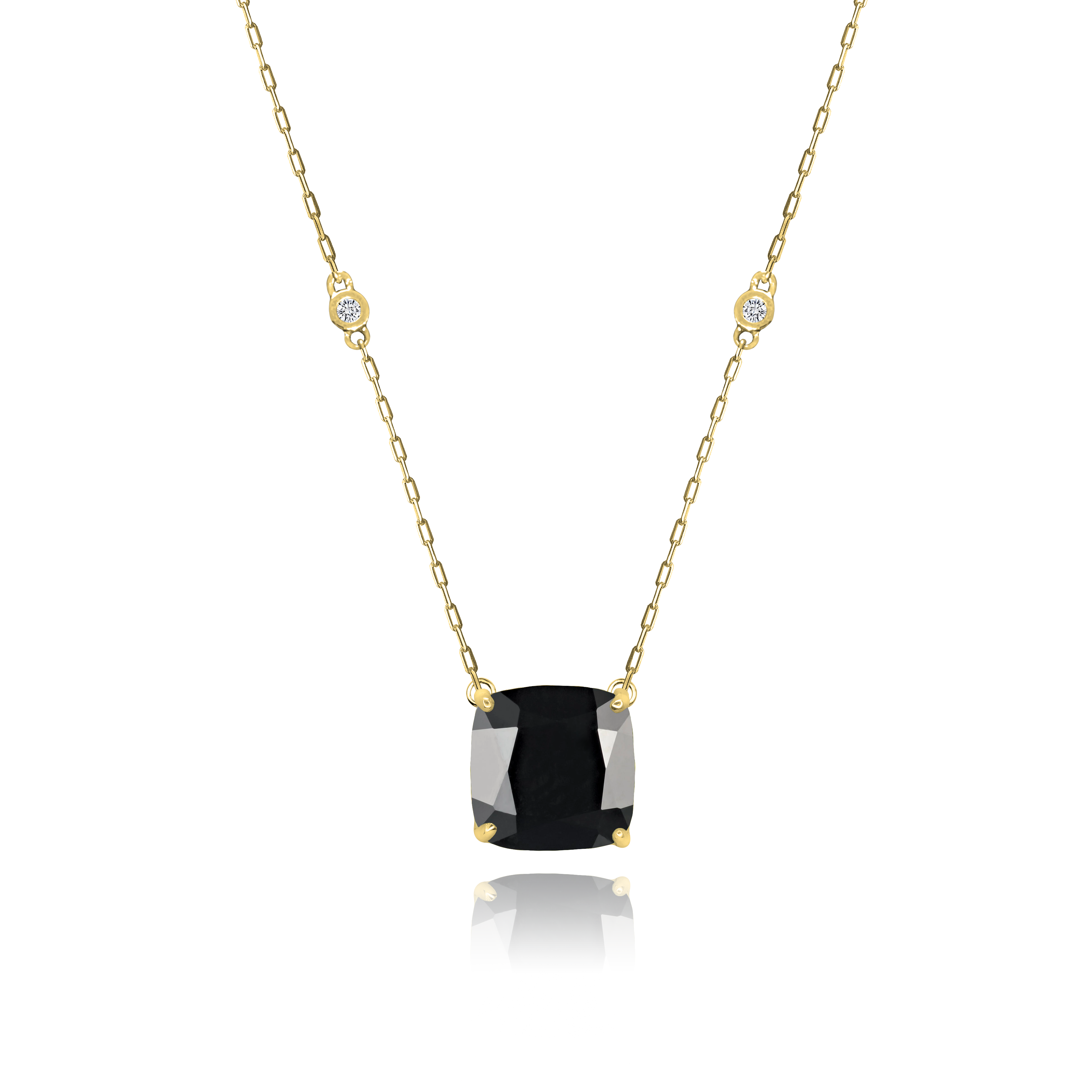 Black Onyx + 2 Diamonds Necklace