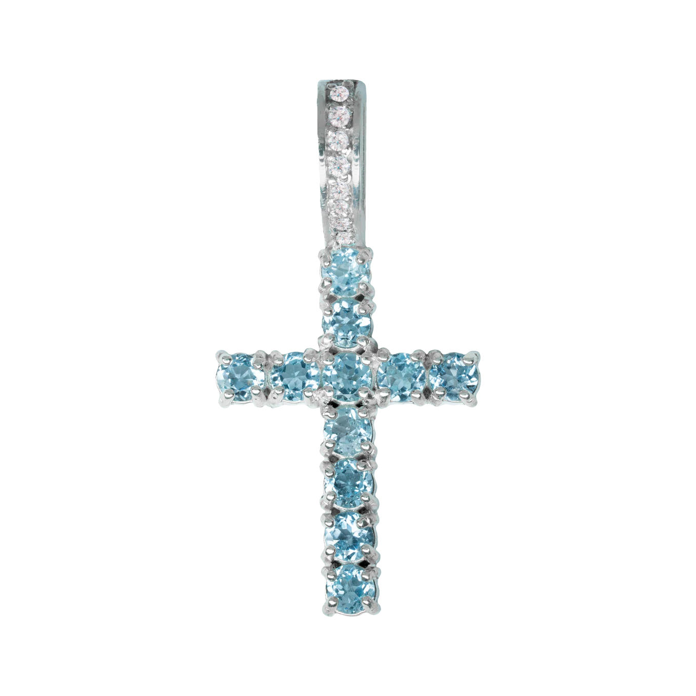 Riviera Cross Pendant - Sky Topaz + Diamonds