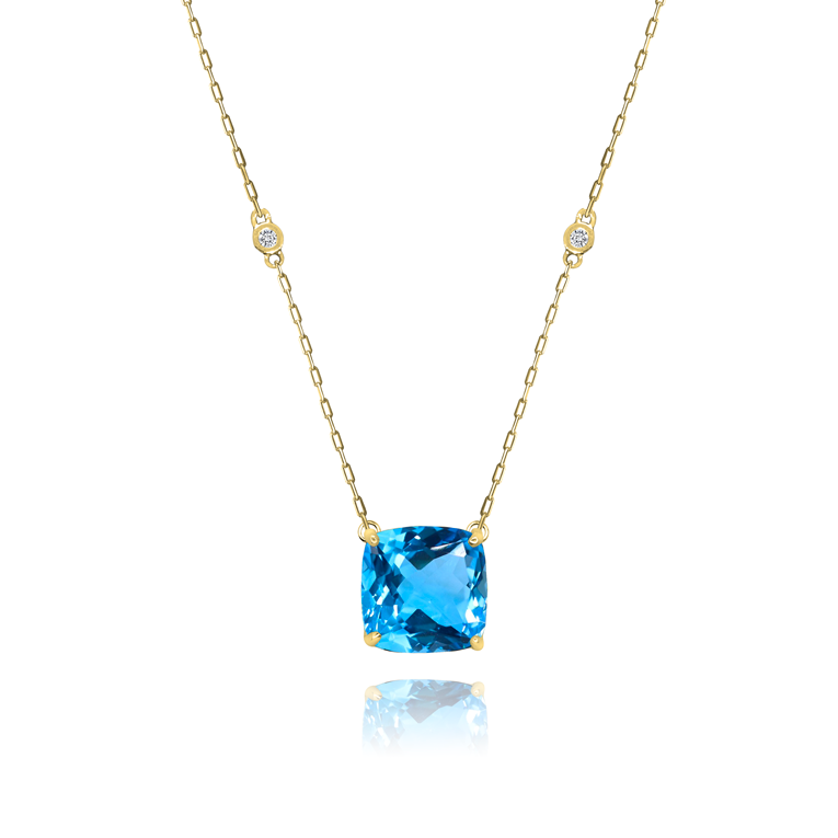 Swiss Topaz + 2 Diamonds Necklace