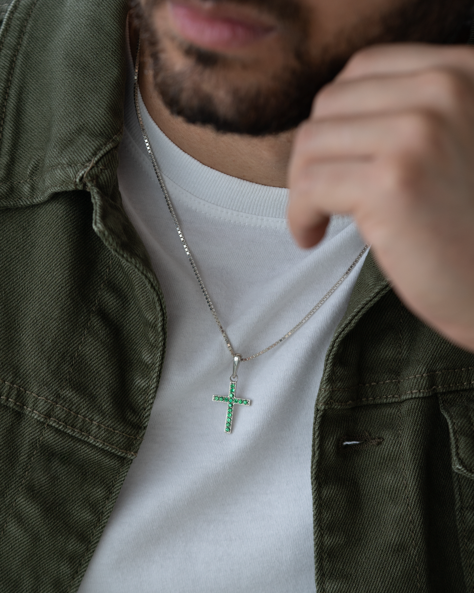 Cross Necklace - Emerald