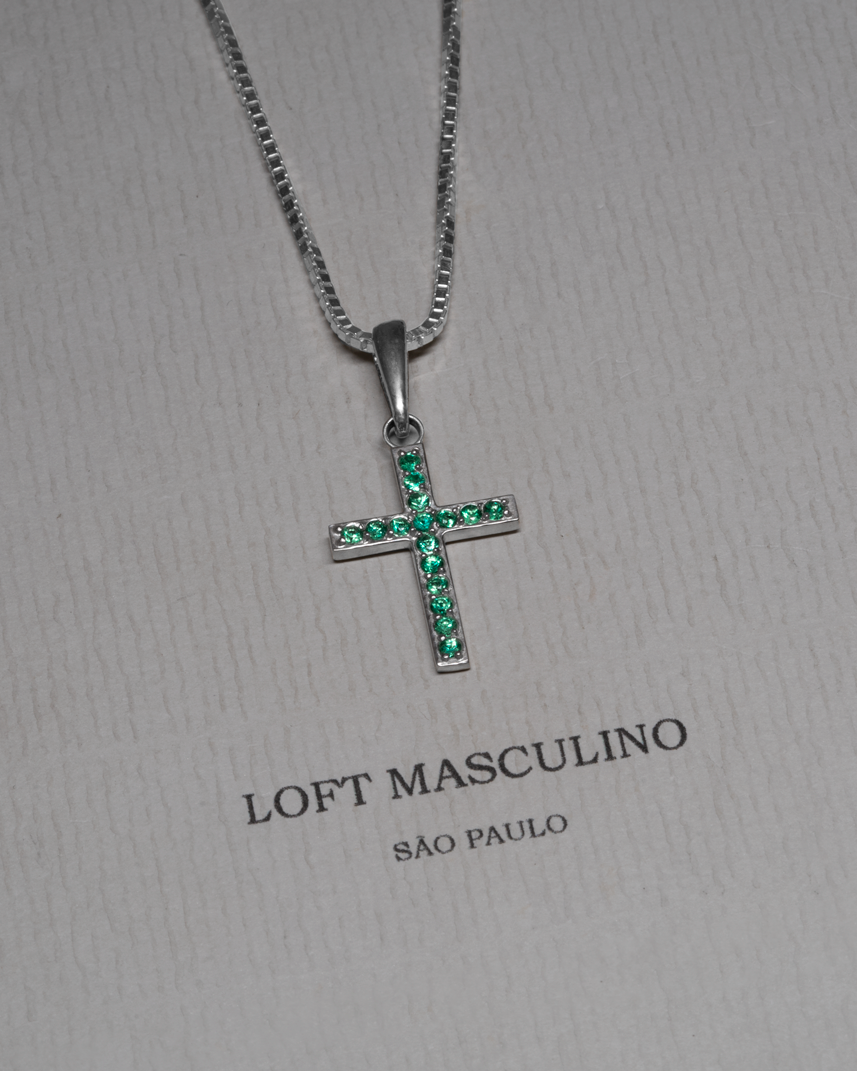 Cross Necklace - Emerald