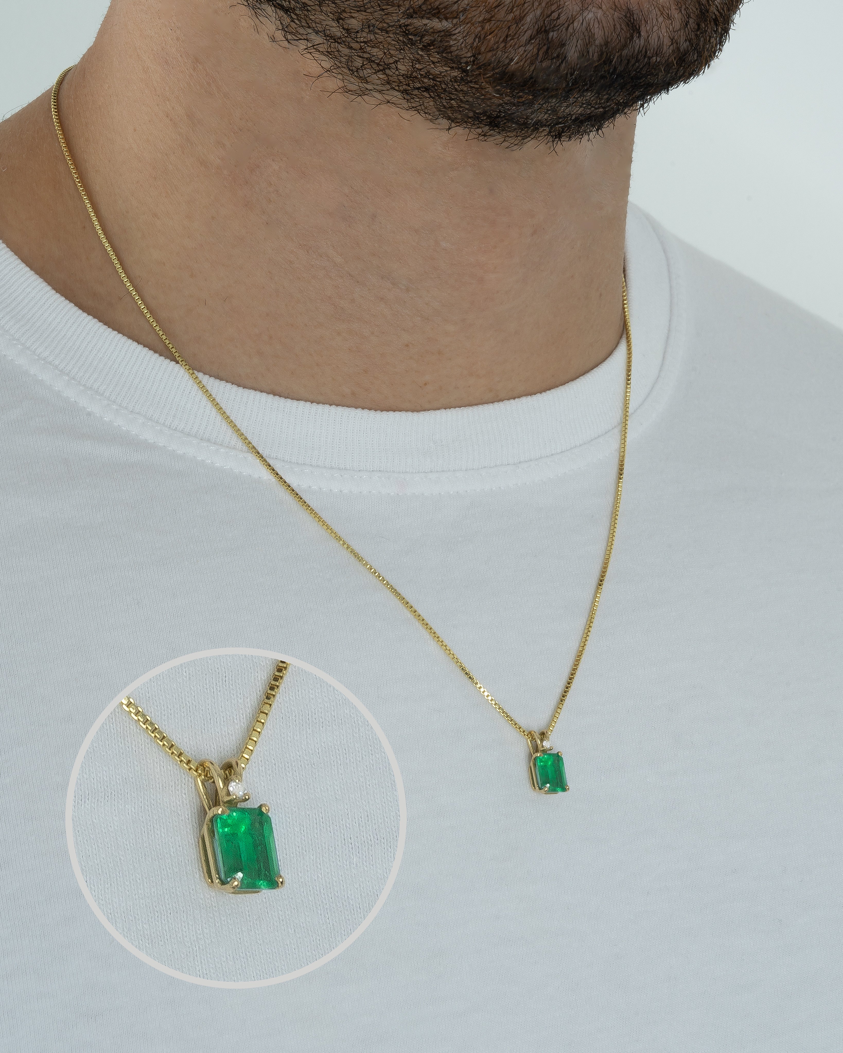 Emerald + Diamond Necklace