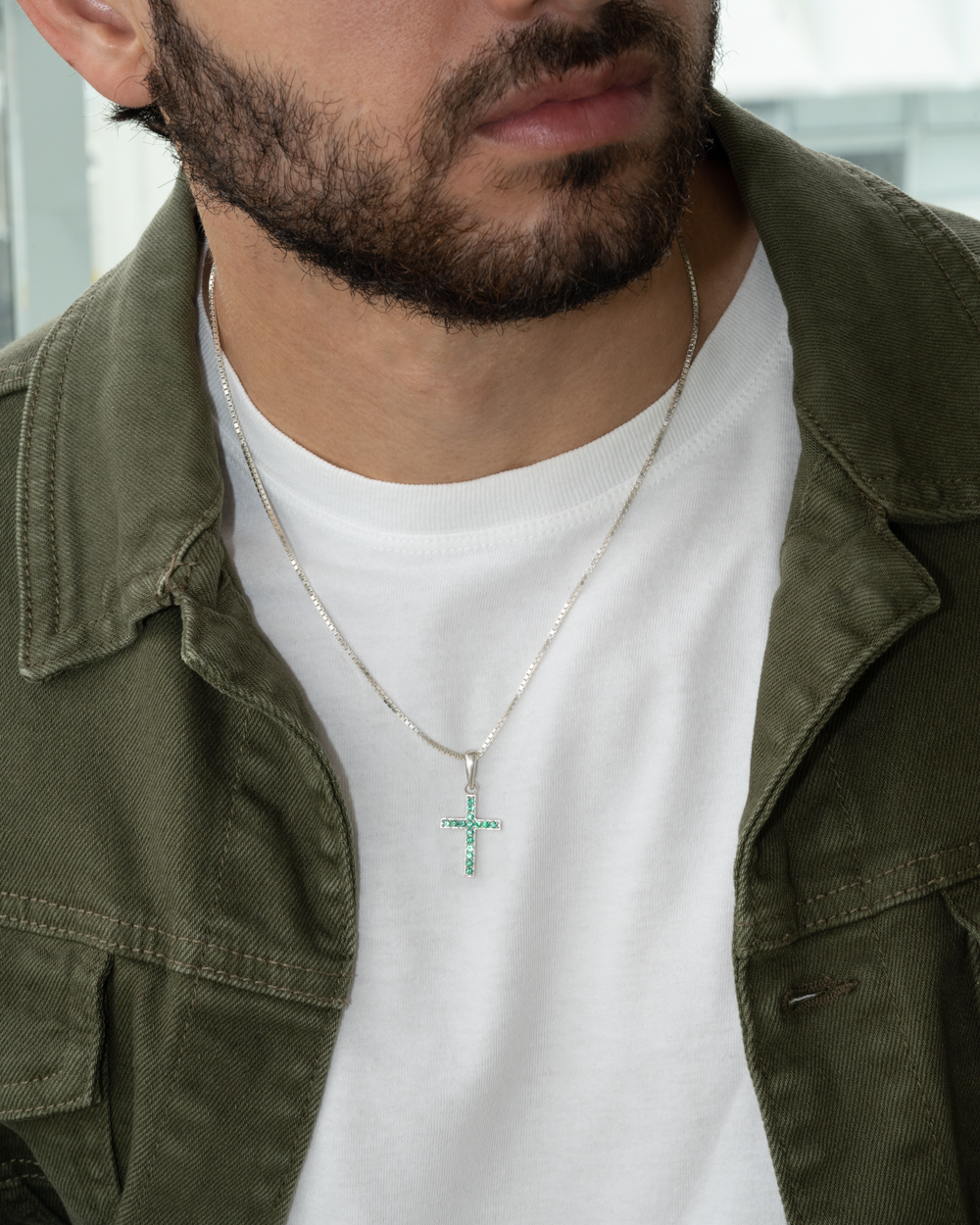 Cross Necklace - Emerald